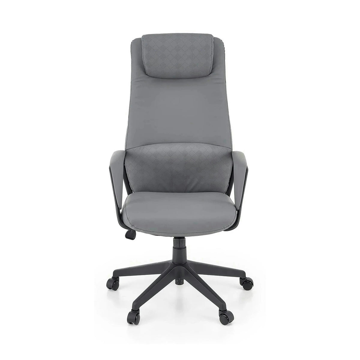 Scaun birou RAZOR, gri/negru, piele ecologica, 66x73x116-124 cm