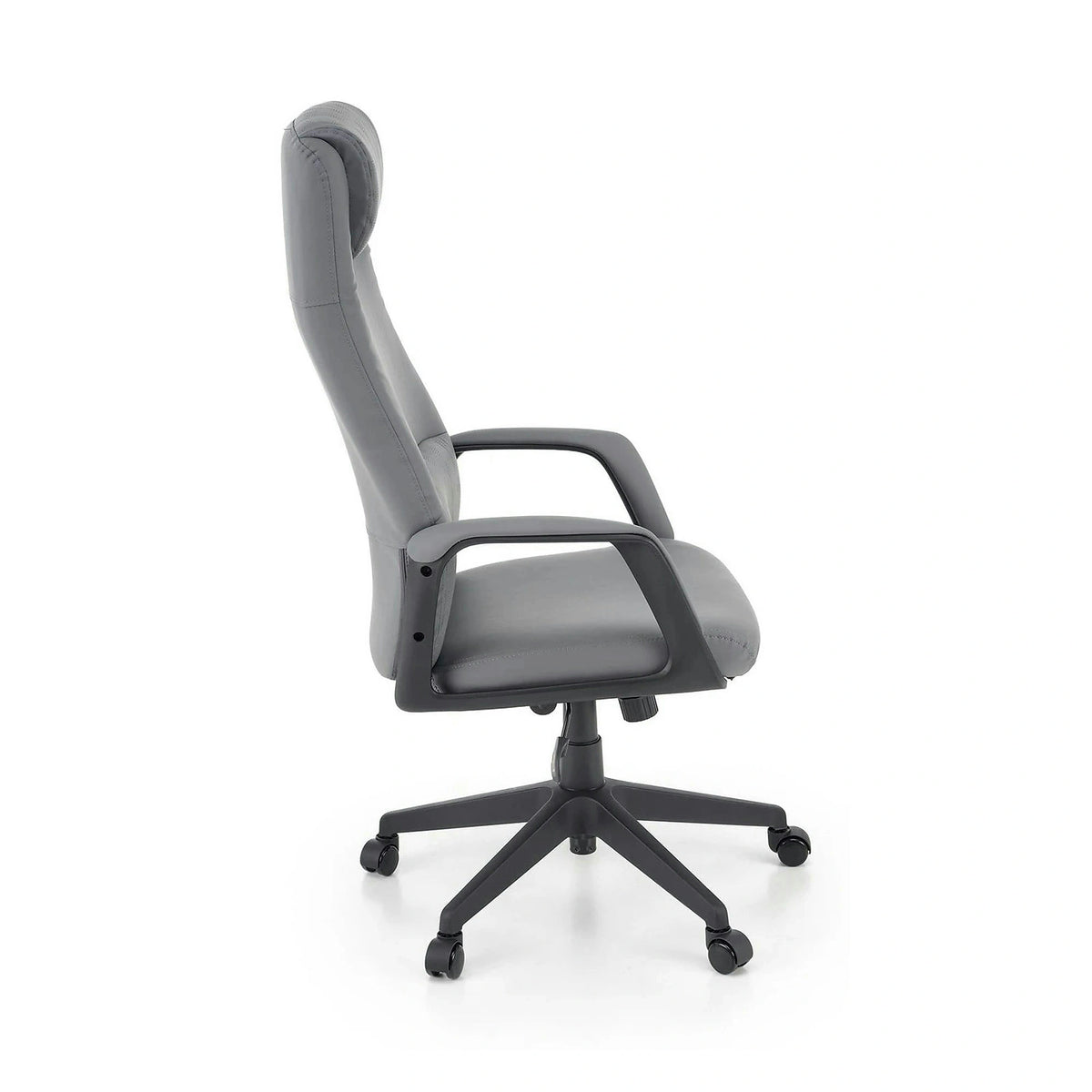Scaun birou RAZOR, gri/negru, piele ecologica, 66x73x116-124 cm