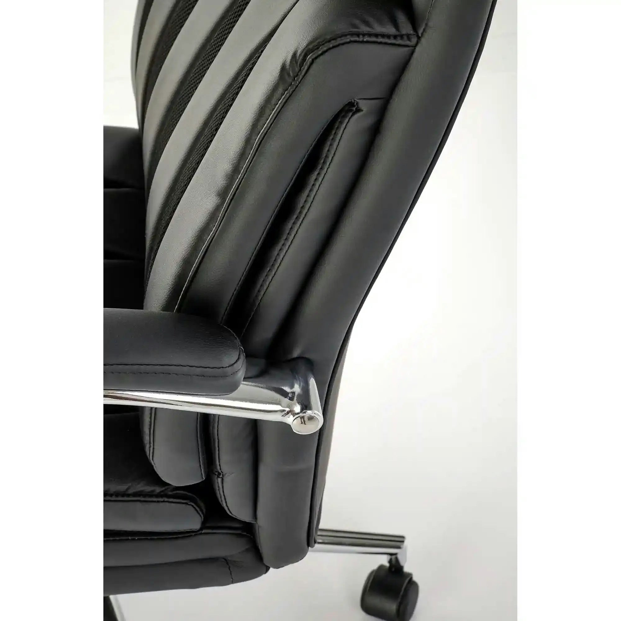 Scaun birou ROMANO, negru, piele ecologica/metal, 65x72x113/121 cm