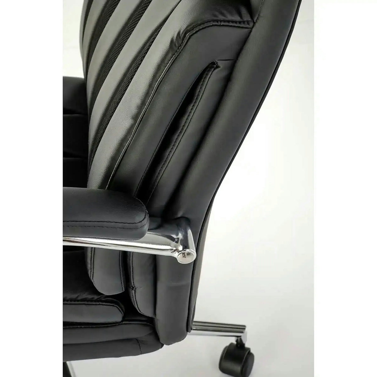 Scaun birou ROMANO, negru, piele ecologica/metal, 65x72x113/121 cm