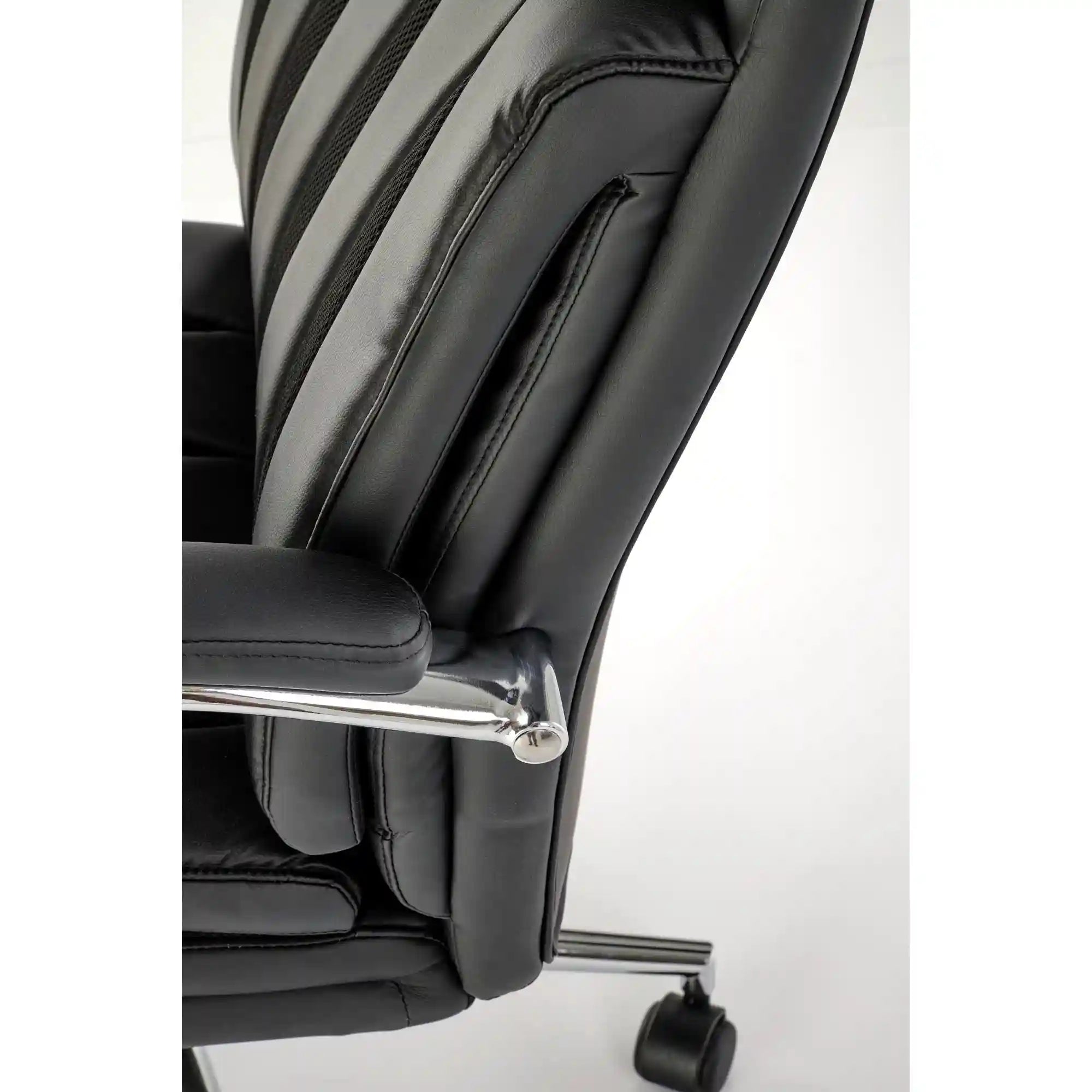 Scaun birou ROMANO, negru, piele ecologica/metal, 65x72x113/121 cm