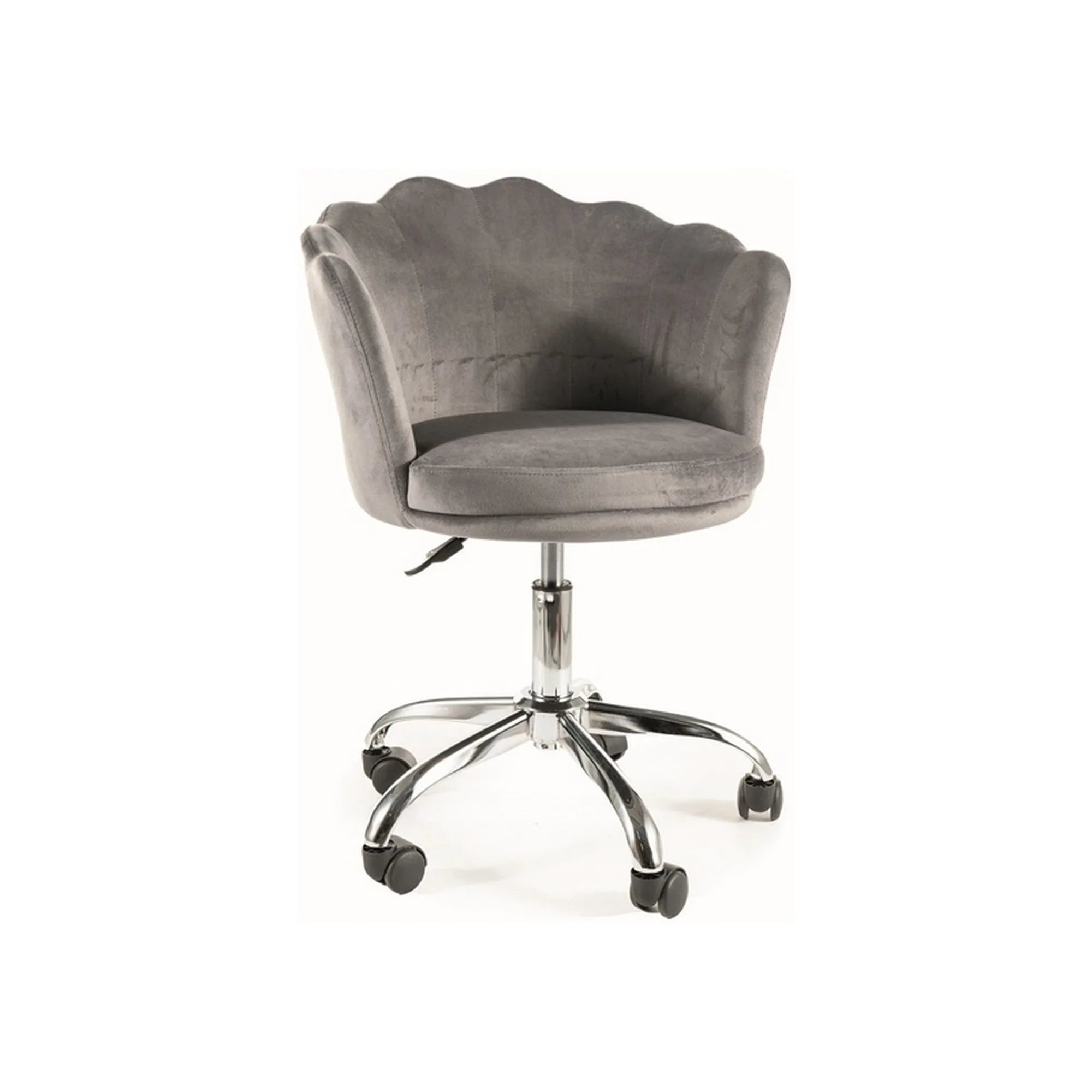 Scaun birou ROSE, gri, stofa catifelata/metal, 56x41x74/82 cm