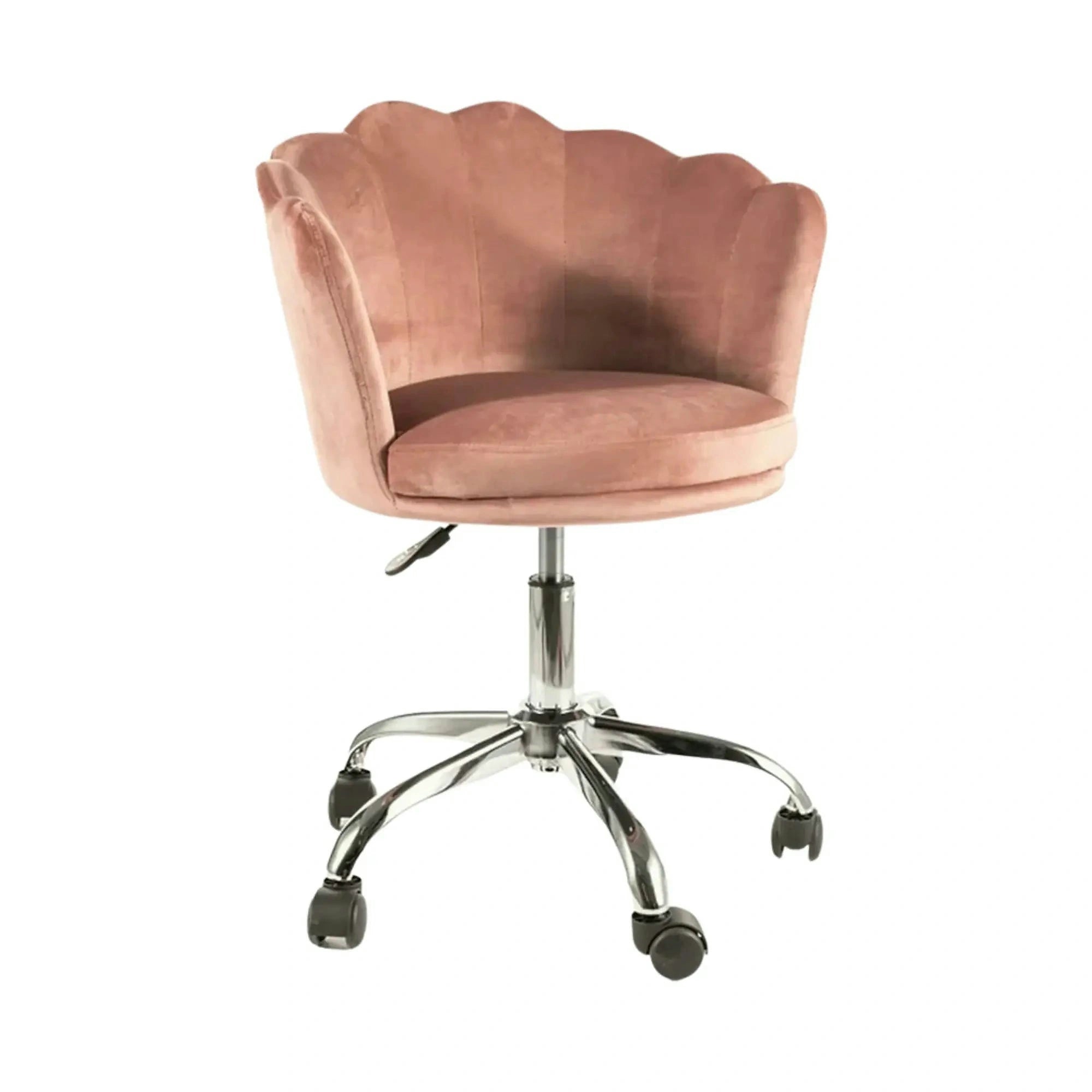 Scaun birou ROSE, roz/crom, stofa catifelata/metal, 56x41x74/83 cm