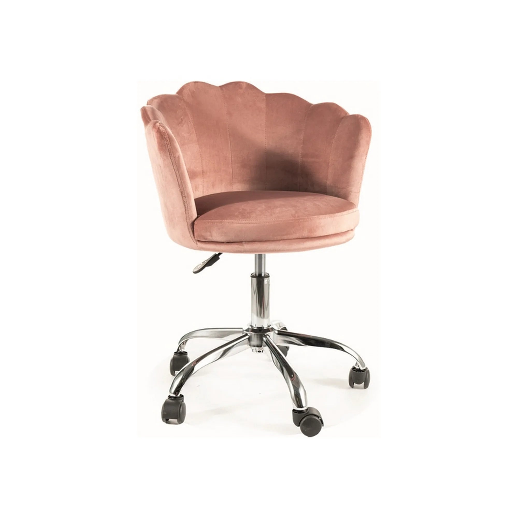 Scaun birou ROSE, roz/crom, stofa catifelata/metal, 56x41x74/83 cm