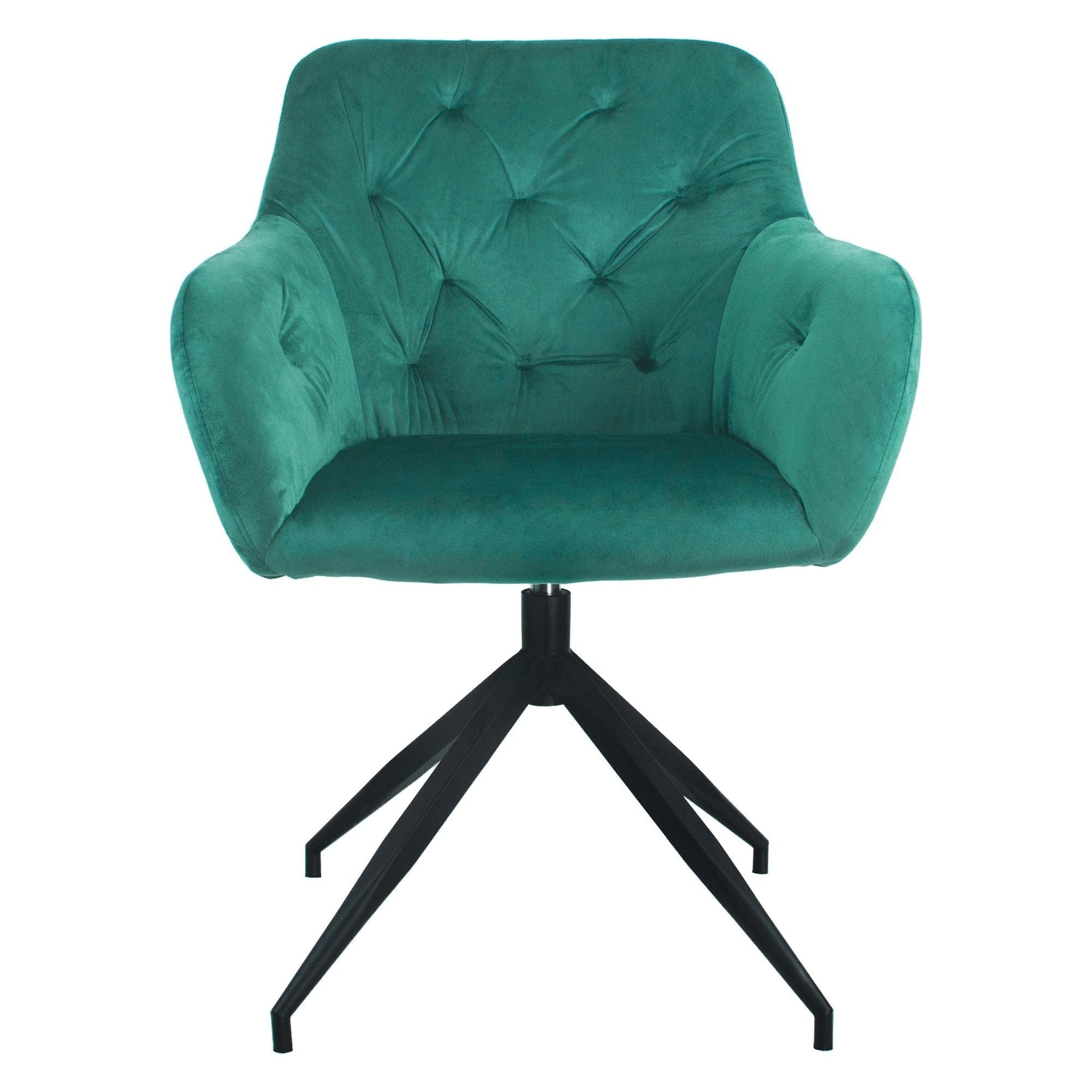 Scaun birou rotativ VELEZA NEW, verde/negru, stofa catifelata/metal, 66x66x83 cm