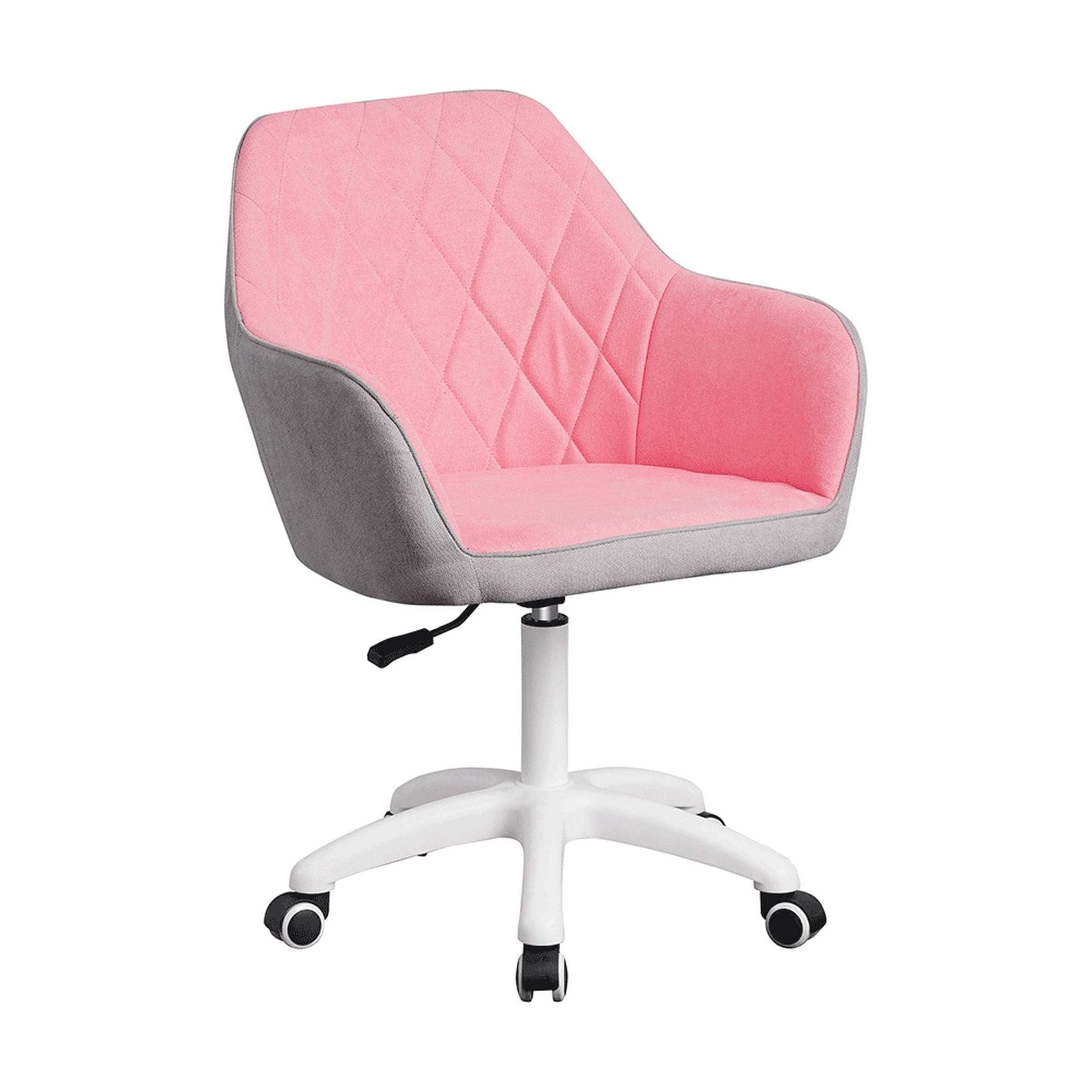 Scaun birou SANTY, roz/gri, metal/stofa, 60x62x85/100 cm