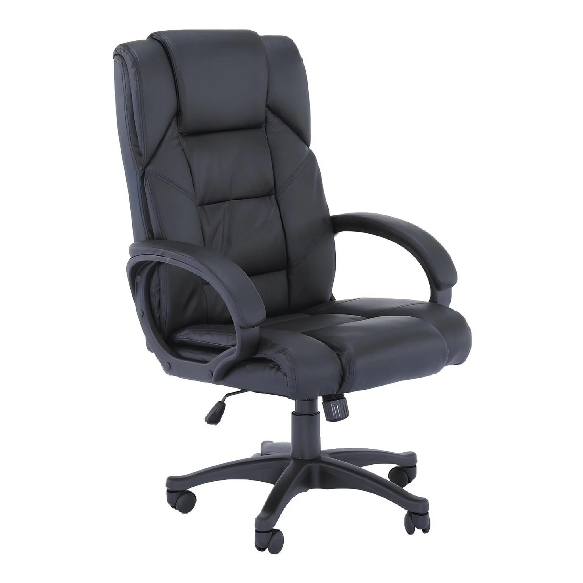 Scaun birou SIEMO NEW, negru, piele ecologica/plastic, 64x72x112/122 cm