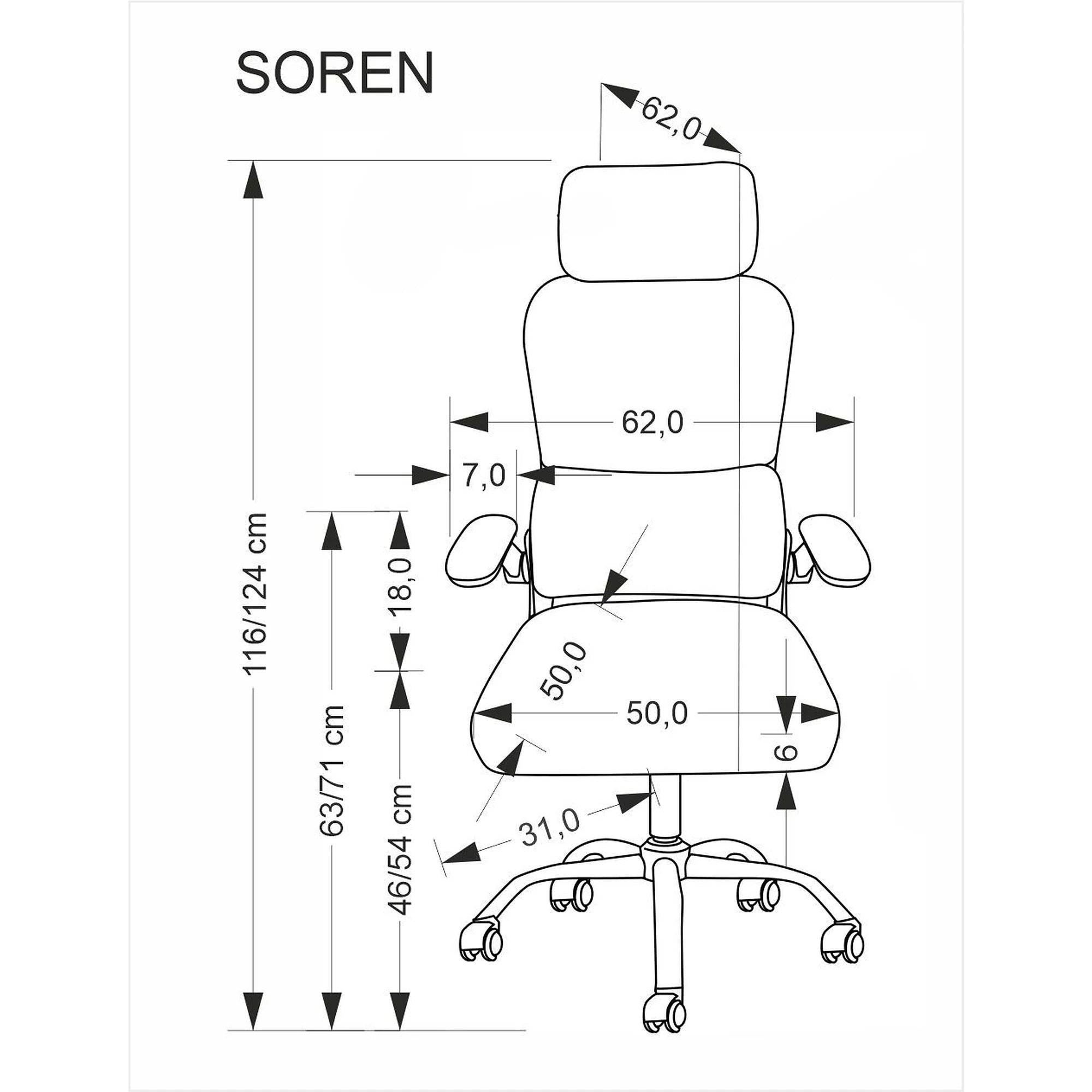 Scaun birou SOREN, negru, stofa clasica/plastic, 62x62x116/124 cm