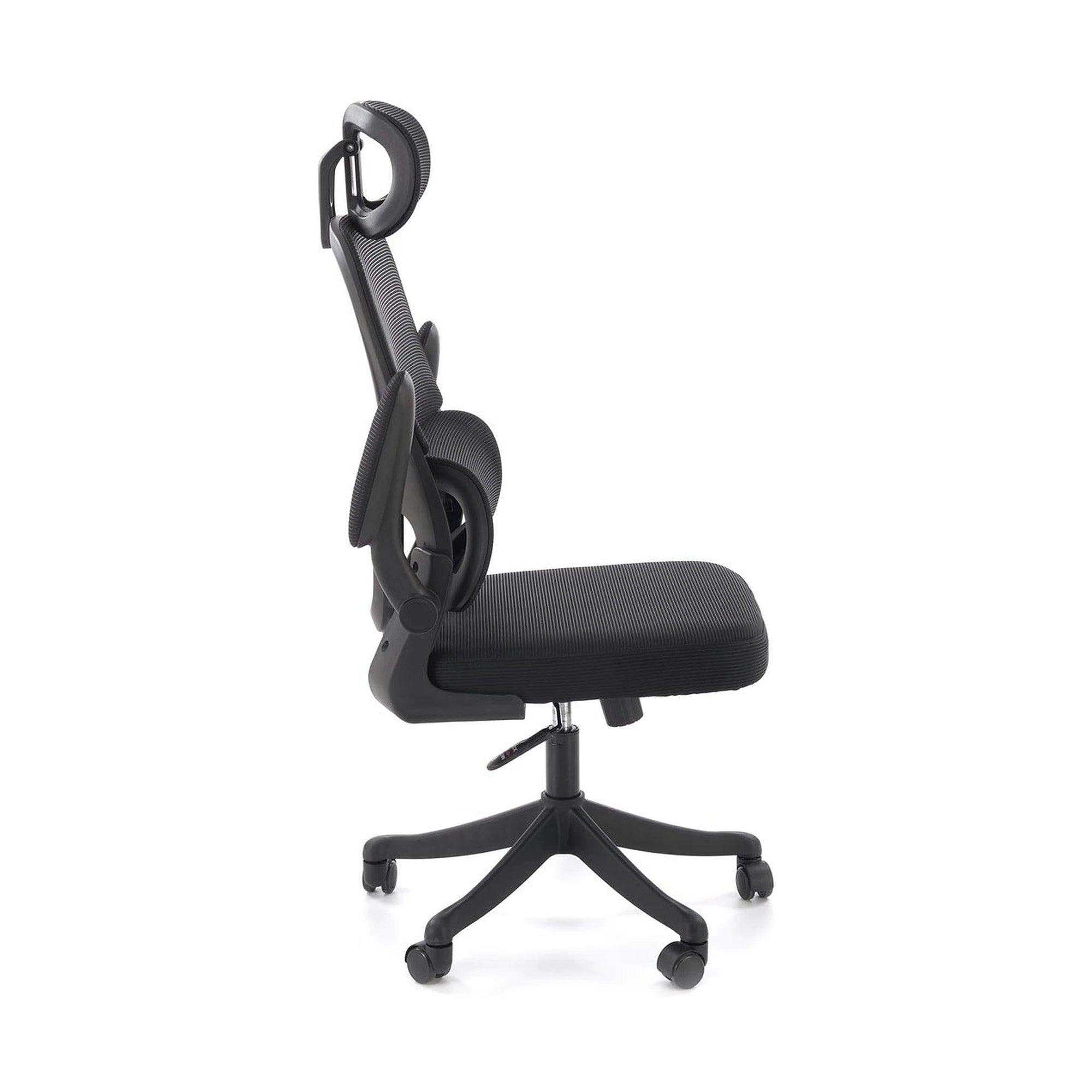 Scaun birou SOREN, negru, stofa clasica/plastic, 62x62x116/124 cm