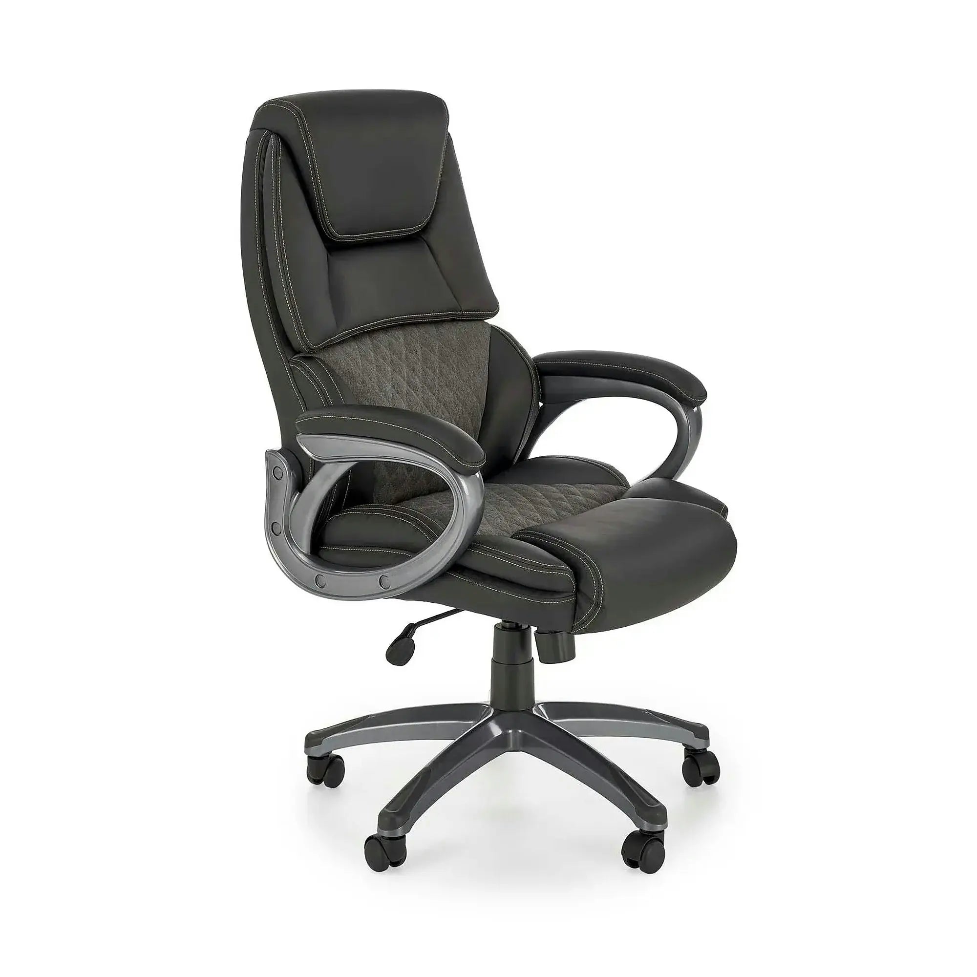 Scaun birou STEVEN, negru/gri, piele ecologica/panza, 65x70x111/119 cm