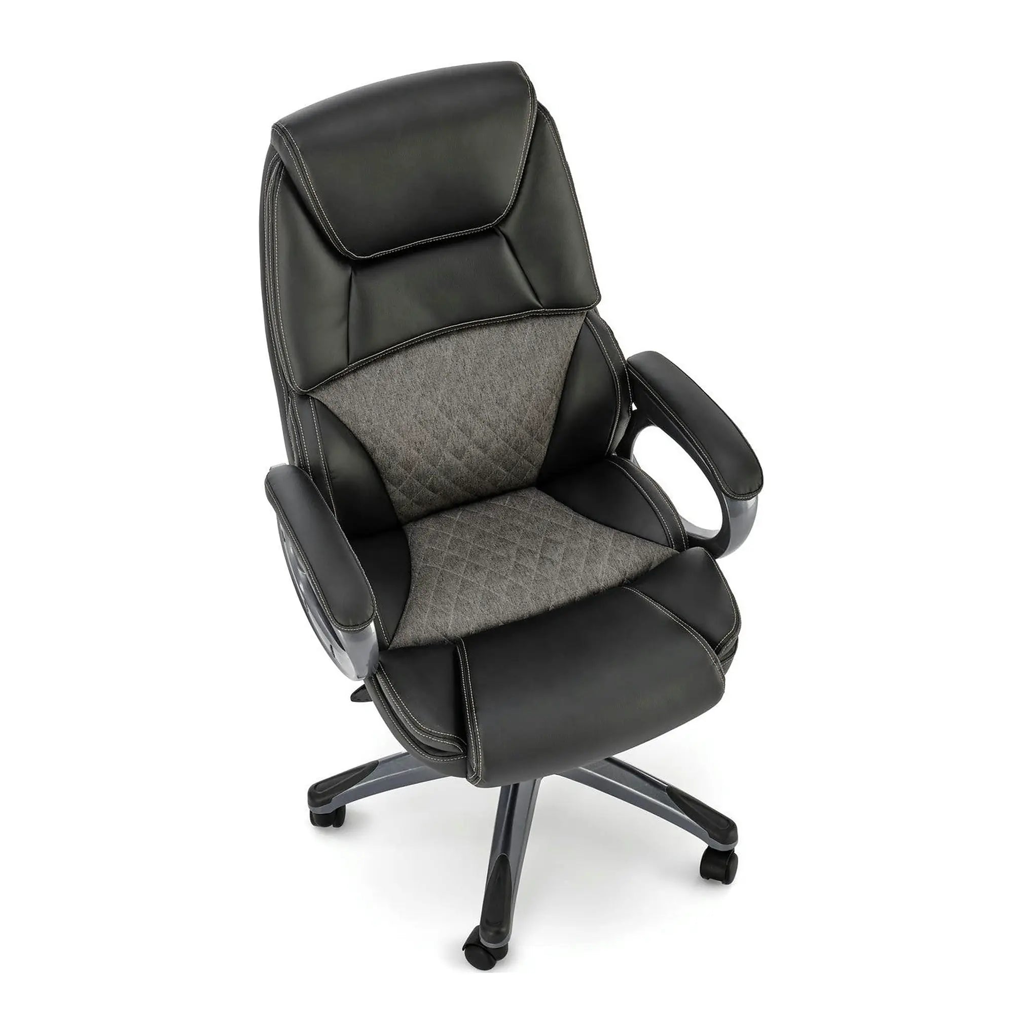 Scaun birou STEVEN, negru/gri, piele ecologica/panza, 65x70x111/119 cm