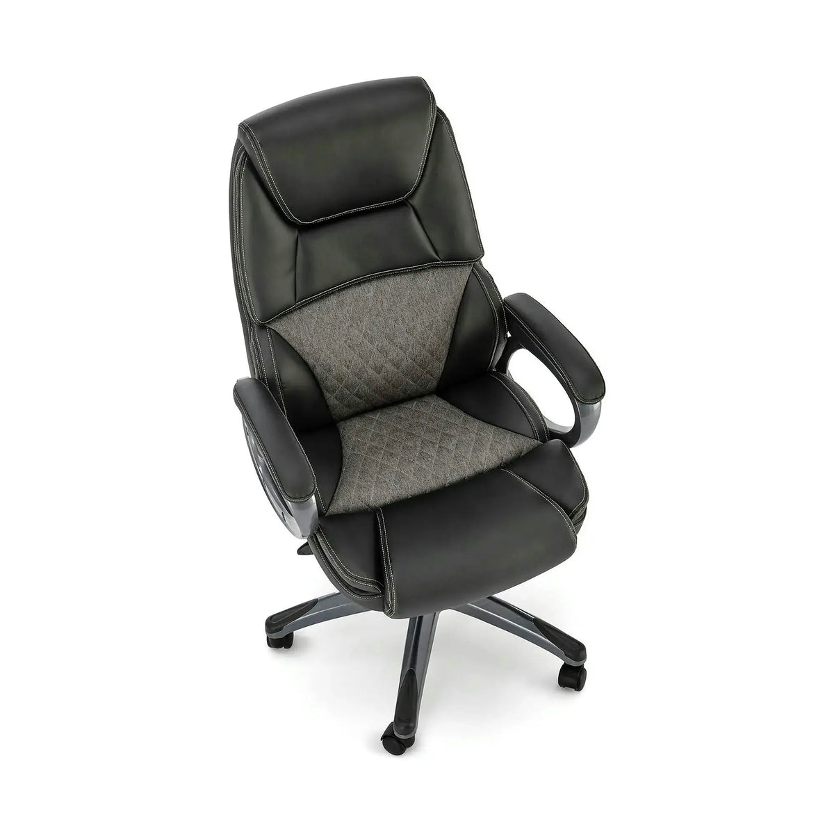 Scaun birou STEVEN, negru/gri, piele ecologica/panza, 65x70x111/119 cm