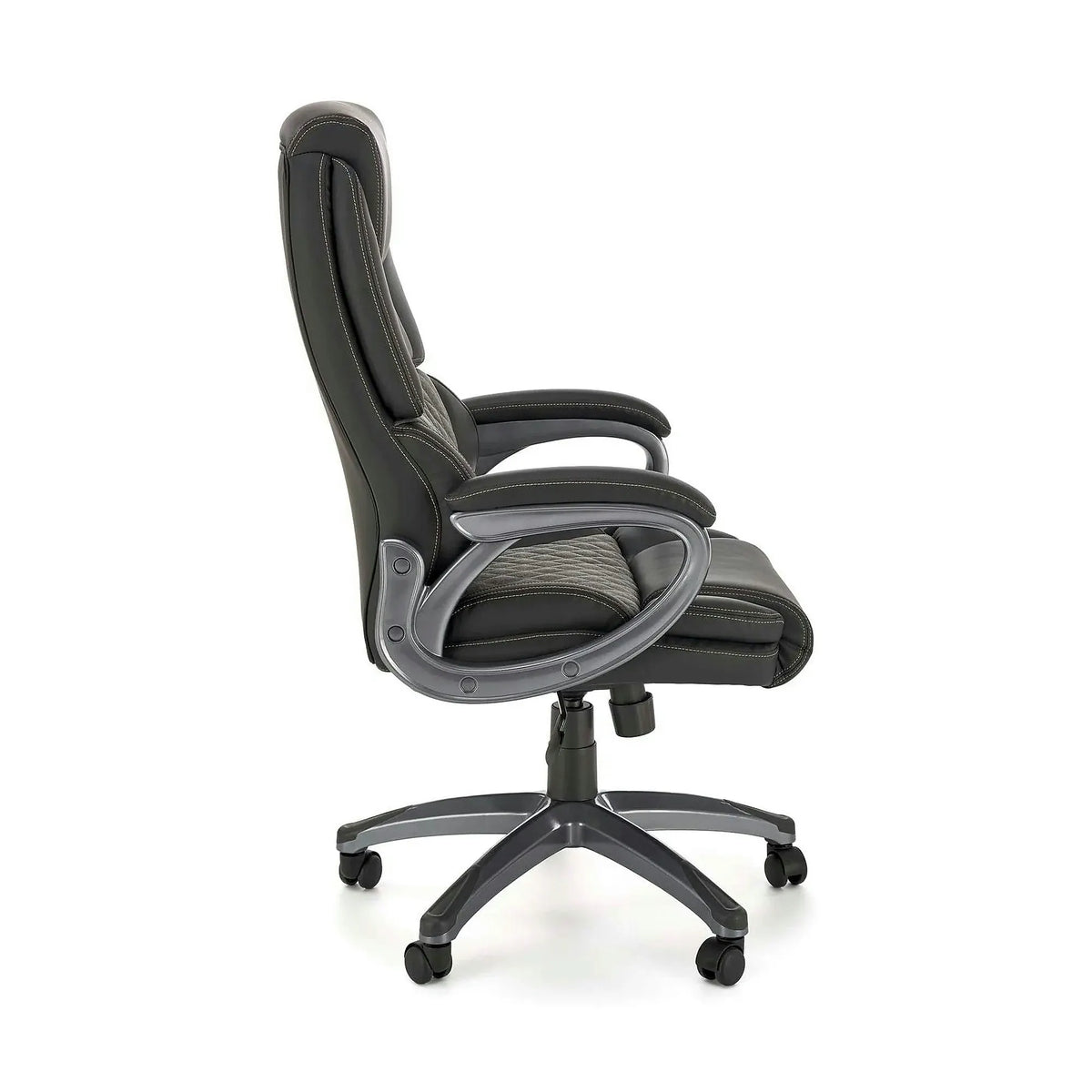Scaun birou STEVEN, negru/gri, piele ecologica/panza, 65x70x111/119 cm