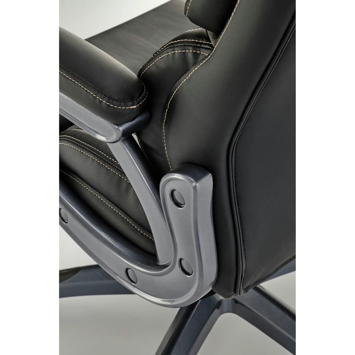 Scaun birou STEVEN, negru/gri, piele ecologica/panza, 65x70x111/119 cm