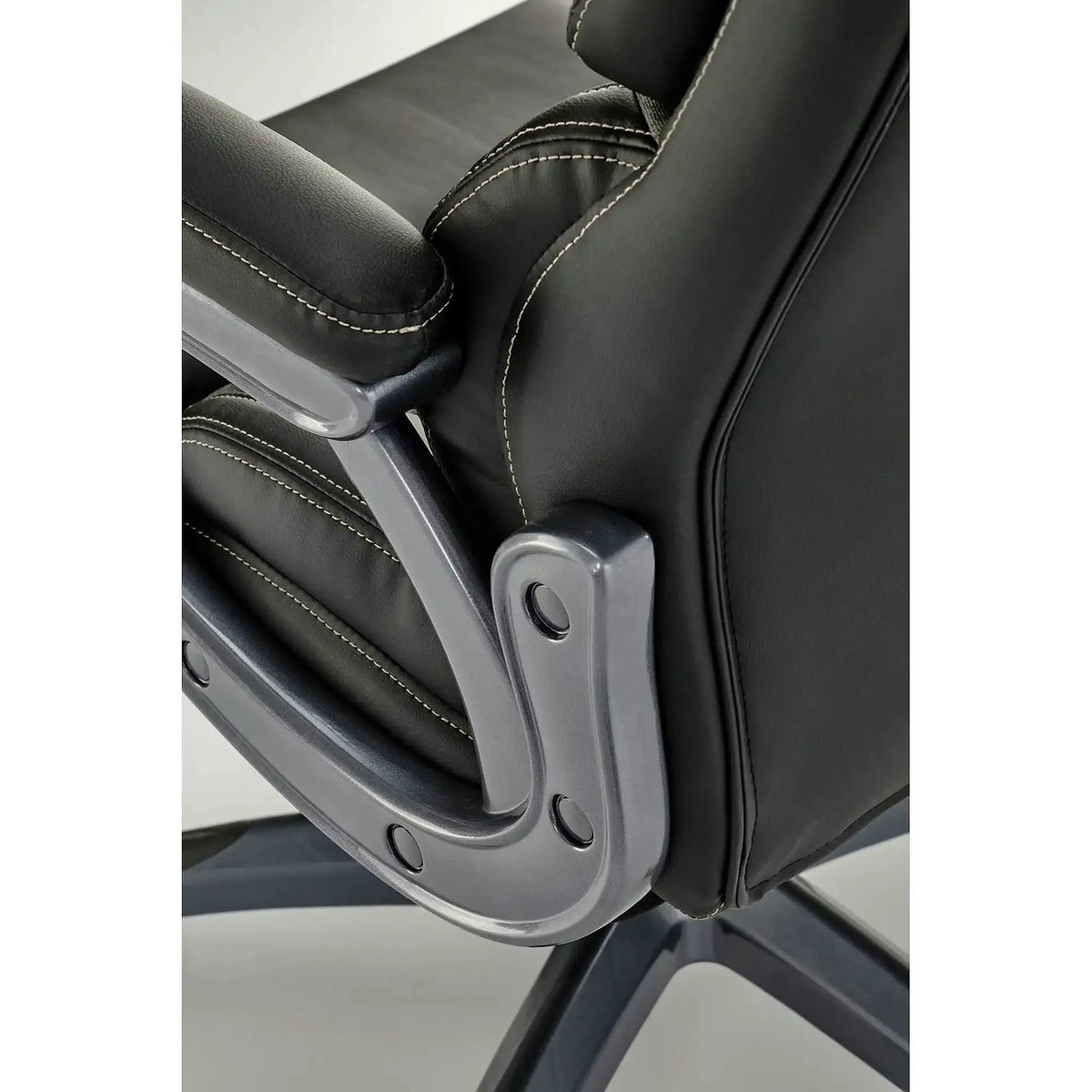 Scaun birou STEVEN, negru/gri, piele ecologica/panza, 65x70x111/119 cm