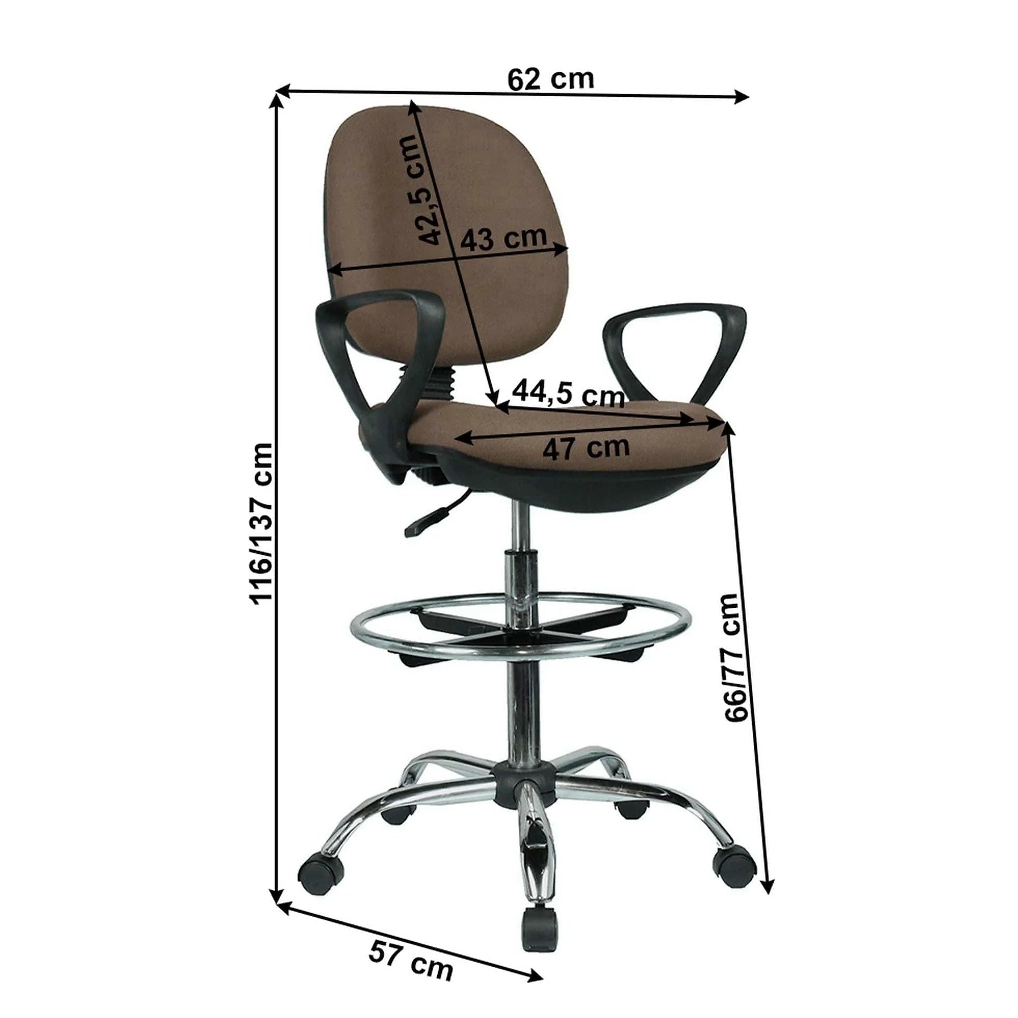Scaun birou TAMBER, maro, stofa clasica, 62x57x116/137 cm