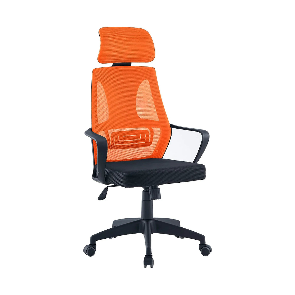 Scaun birou TAXIS NEW, portocaliu/negru, material textil/plastic, 66x66x115/124 cm