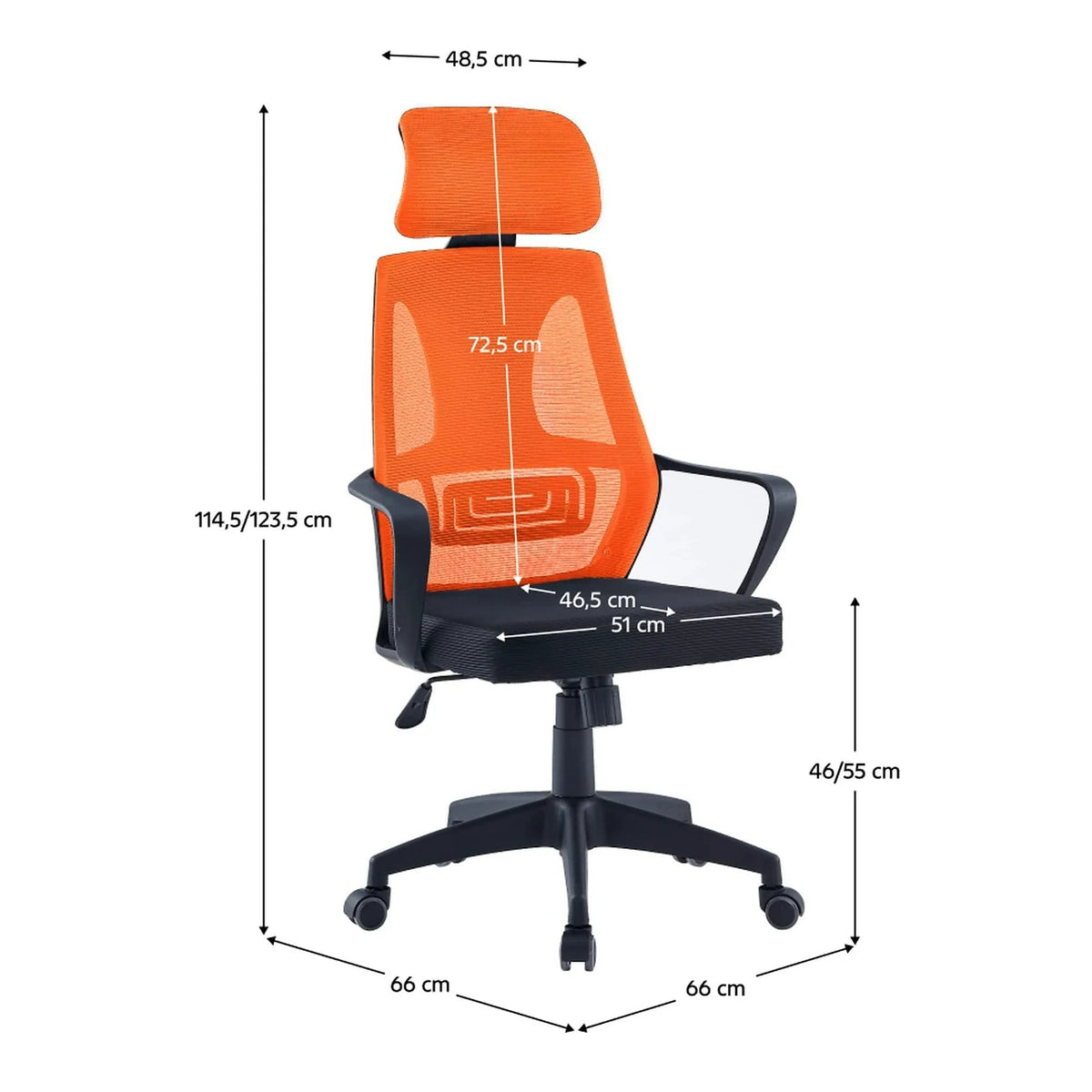 Scaun birou TAXIS NEW, portocaliu/negru, material textil/plastic, 66x66x115/124 cm