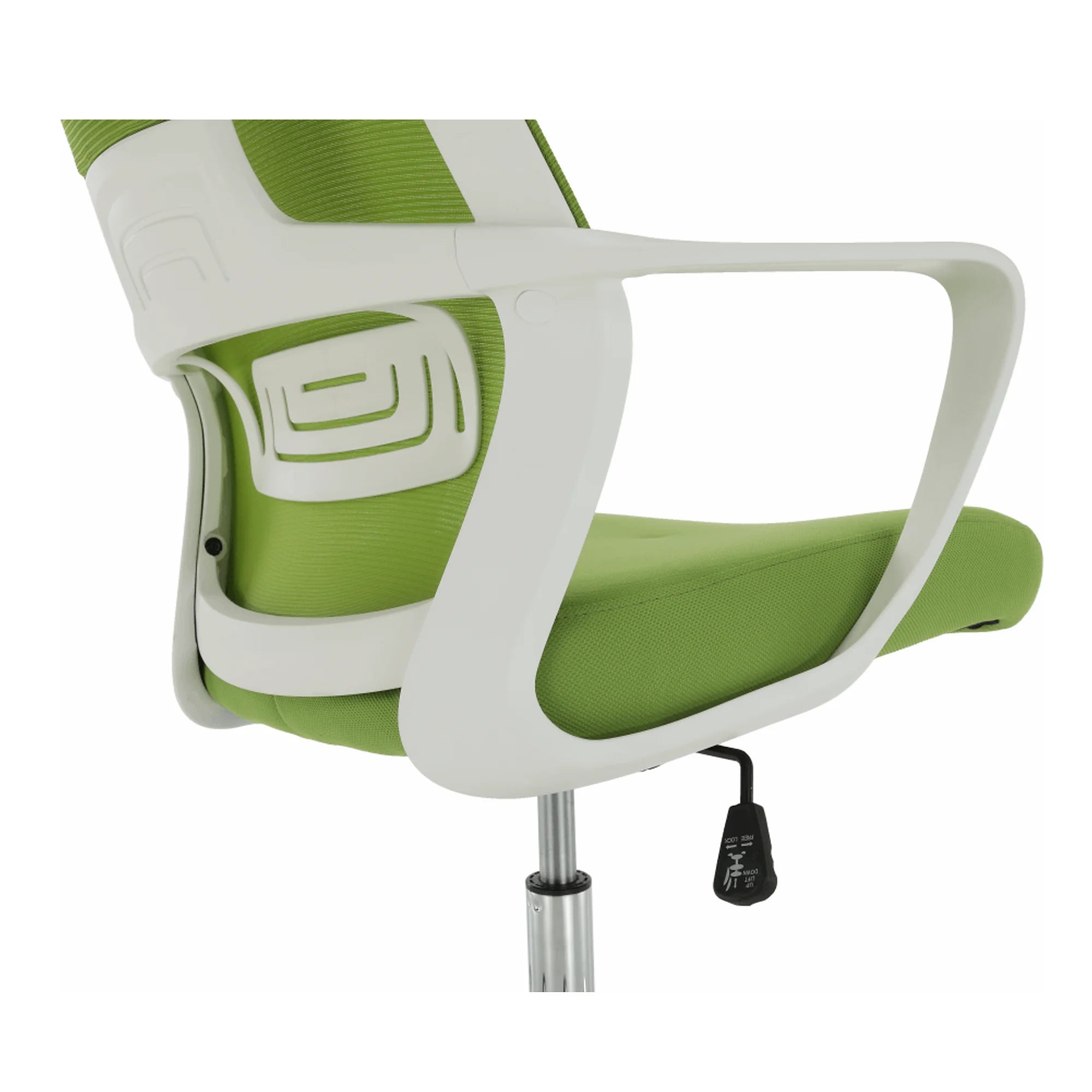 Scaun birou TAXIS, verde/alb/crom, stofa/plastic/metal, 64x63x118/127 cm