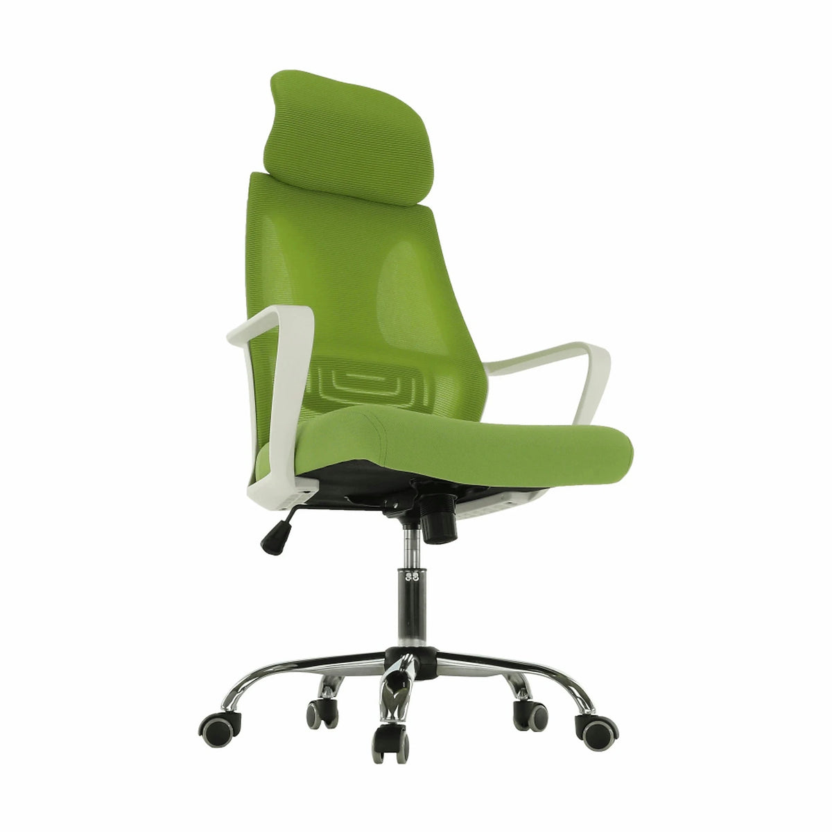 Scaun birou TAXIS, verde/alb/crom, stofa/plastic/metal, 64x63x118/127 cm
