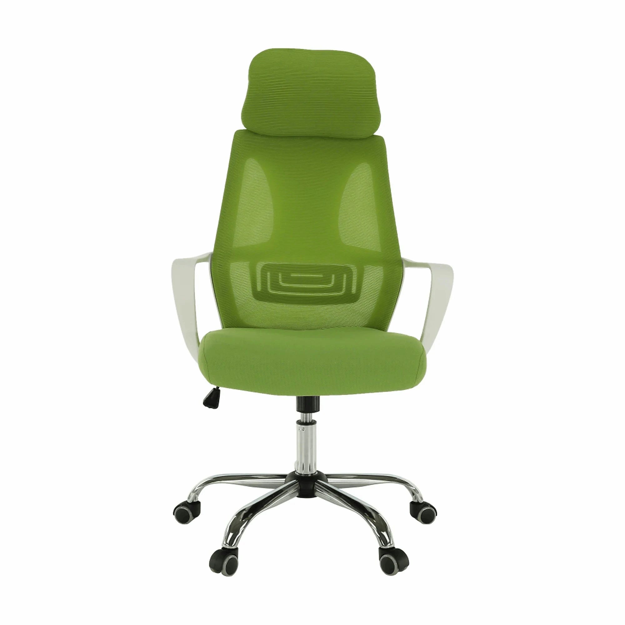Scaun birou TAXIS, verde/alb/crom, stofa/plastic/metal, 64x63x118/127 cm
