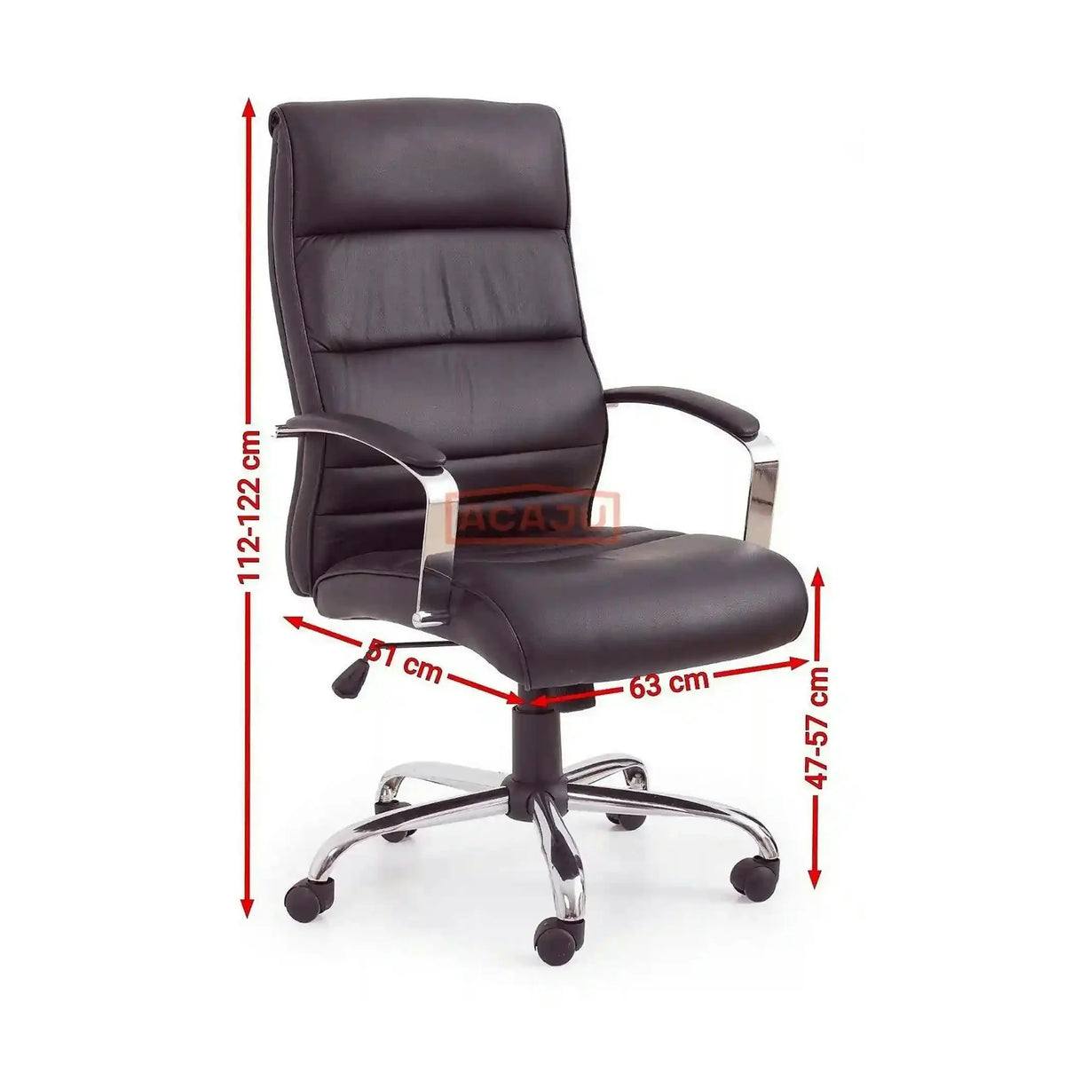 Scaun birou TEKSAS, negru, piele ecologica, 63x75x112/122 cm