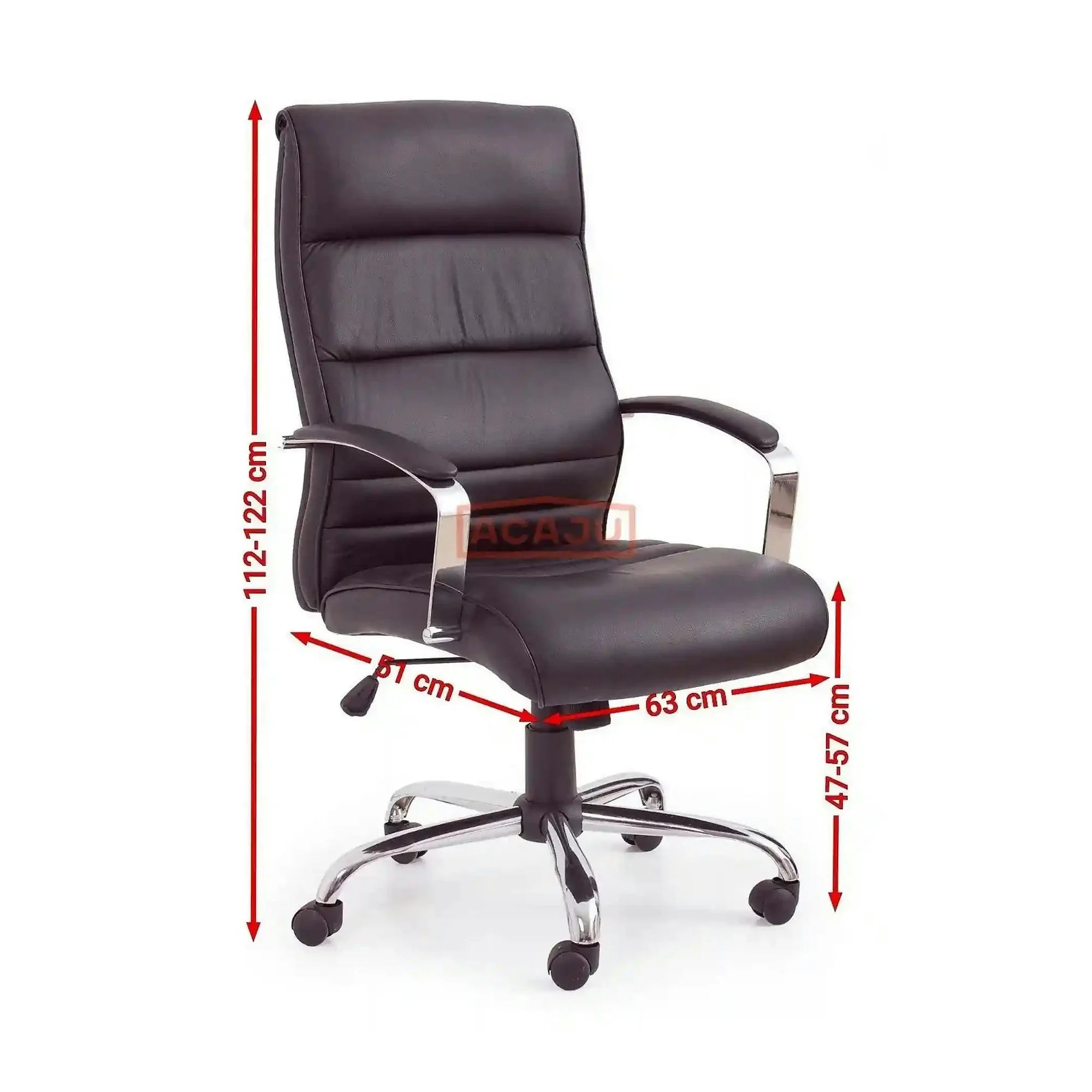 Scaun birou TEKSAS, negru, piele ecologica, 63x75x112/122 cm