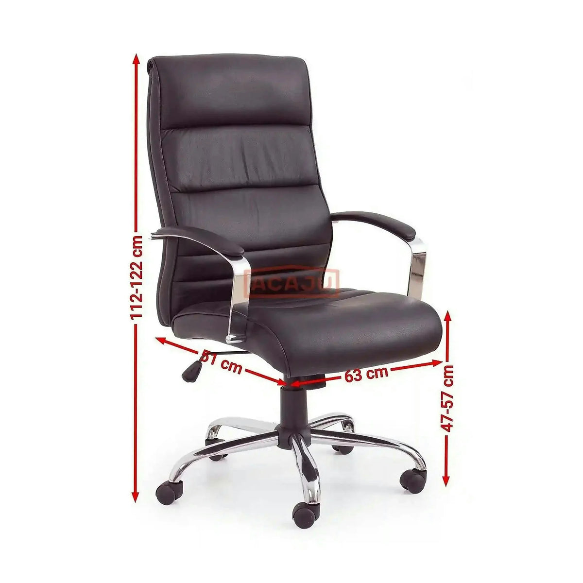 Scaun birou TEKSAS, negru, piele ecologica, 63x75x112/122 cm
