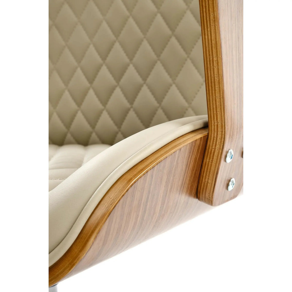 Scaun birou TIMBER, nuc/bej, piele ecologica/placaj indoit, 72x68x114/122 cm