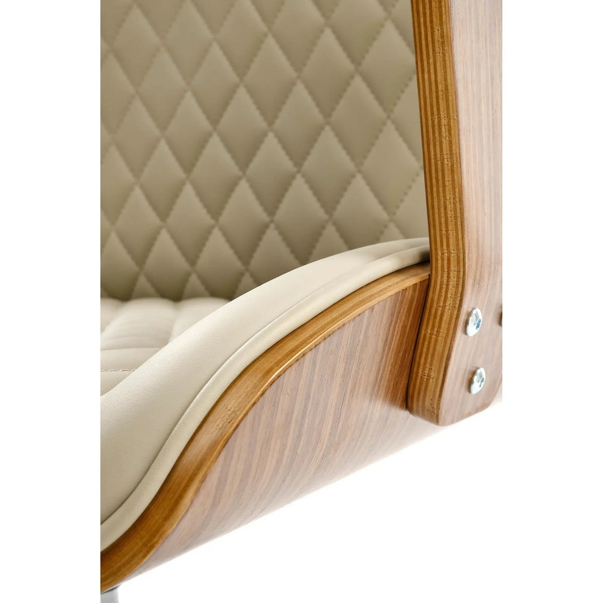 Scaun birou TIMBER, nuc/bej, piele ecologica/placaj indoit, 72x68x114/122 cm