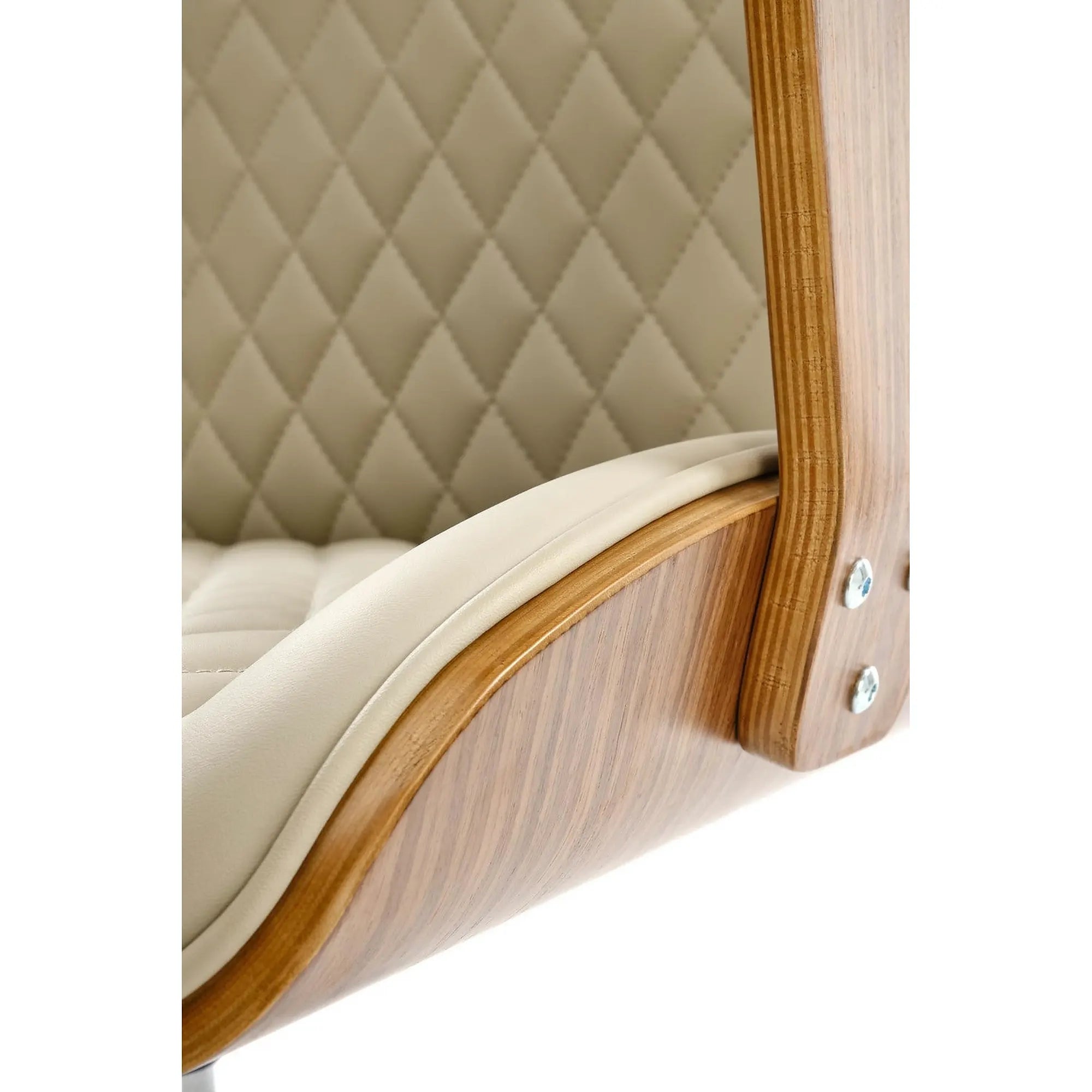 Scaun birou TIMBER, nuc/bej, piele ecologica/placaj indoit, 72x68x114/122 cm