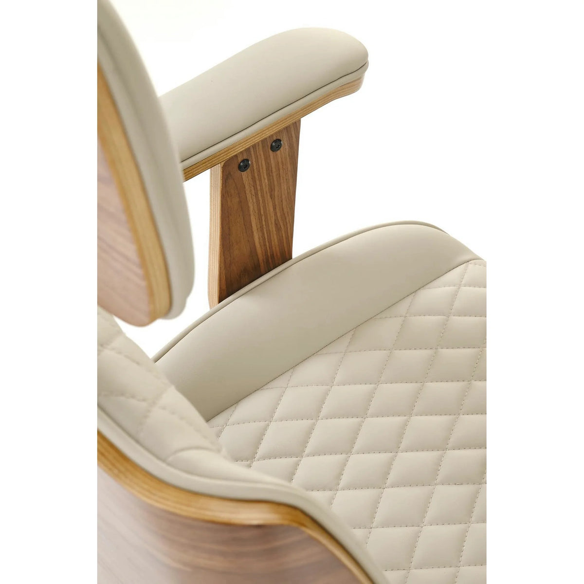 Scaun birou TIMBER, nuc/bej, piele ecologica/placaj indoit, 72x68x114/122 cm