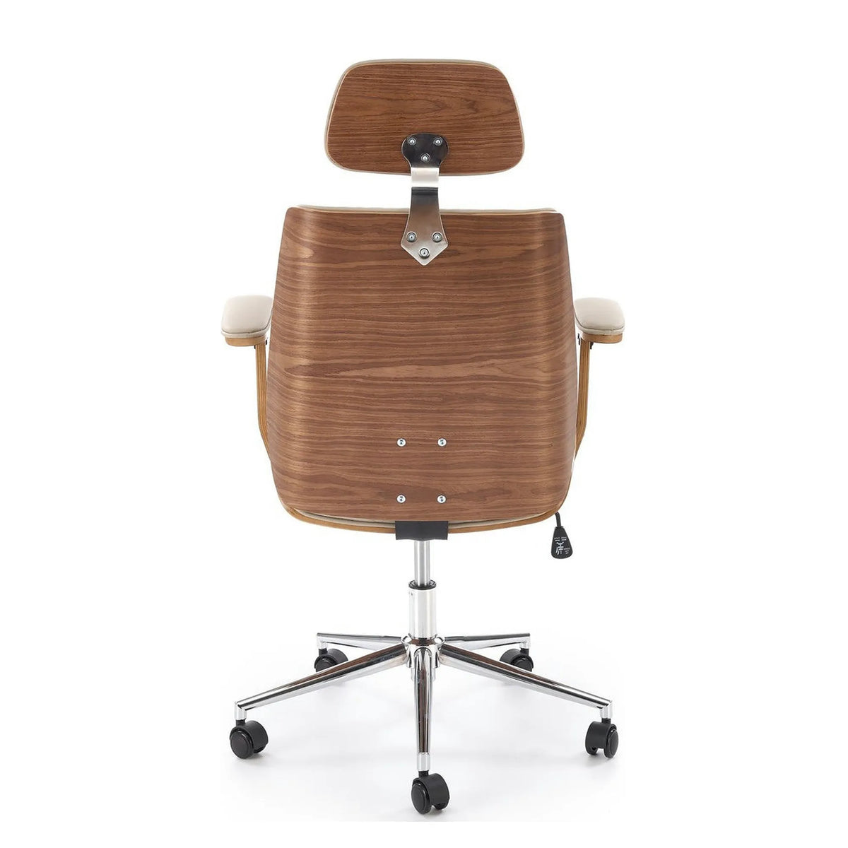 Scaun birou TIMBER, nuc/bej, piele ecologica/placaj indoit, 72x68x114/122 cm