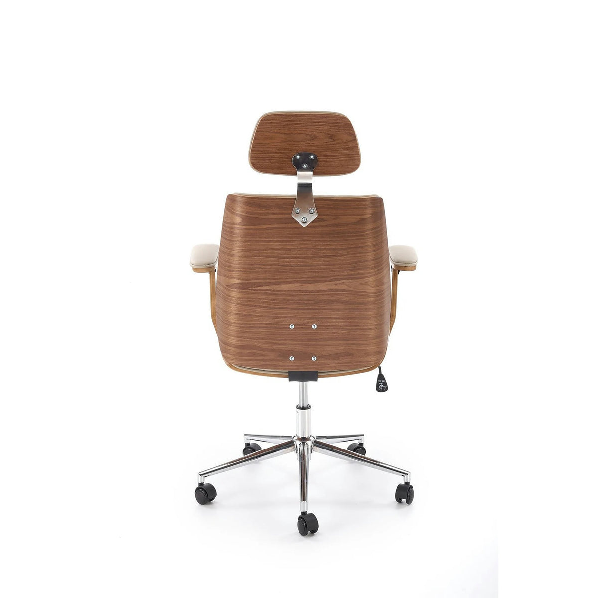 Scaun birou TIMBER, nuc/bej, piele ecologica/placaj indoit, 72x68x114/122 cm