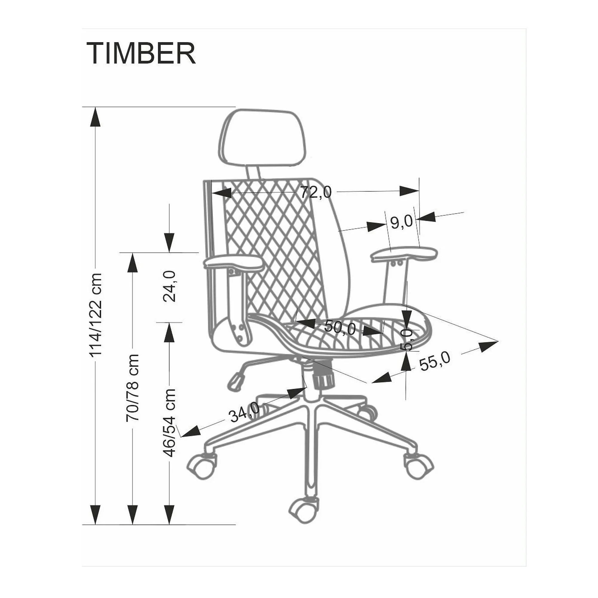 Scaun birou TIMBER, nuc/negru, piele ecologica/placaj indoit, 72x68x114/122 cm