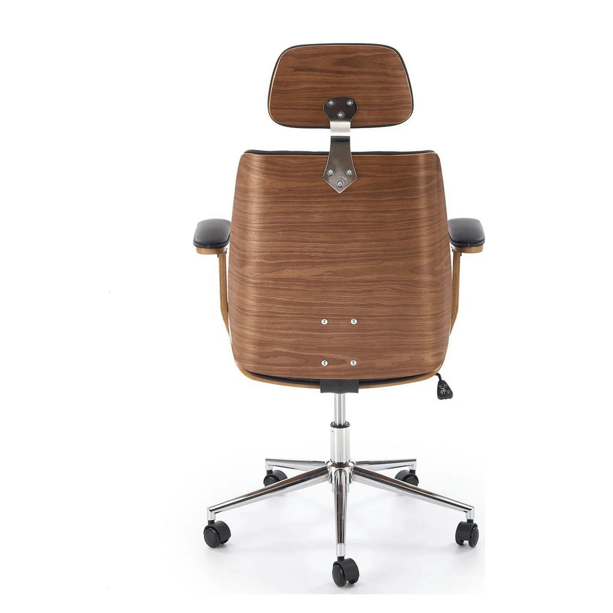 Scaun birou TIMBER, nuc/negru, piele ecologica/placaj indoit, 72x68x114/122 cm