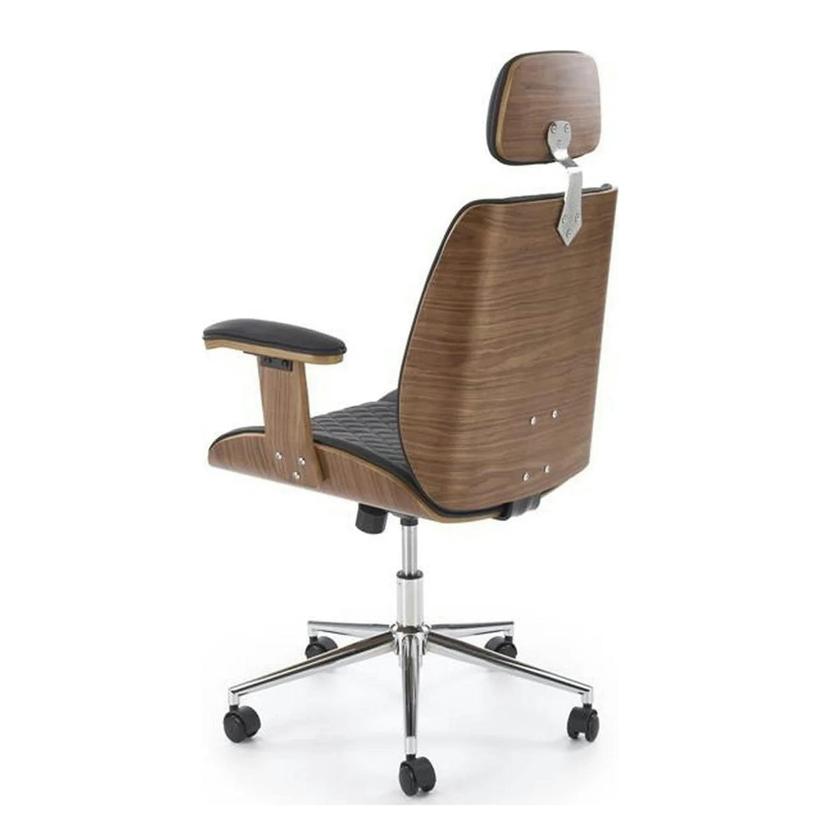 Scaun birou TIMBER, nuc/negru, piele ecologica/placaj indoit, 72x68x114/122 cm