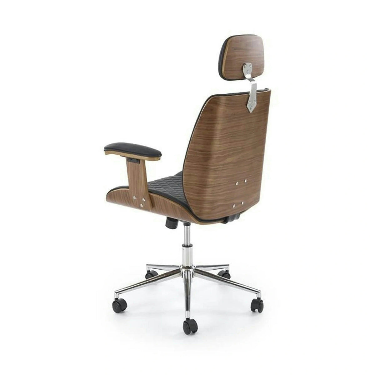 Scaun birou TIMBER, nuc/negru, piele ecologica/placaj indoit, 72x68x114/122 cm