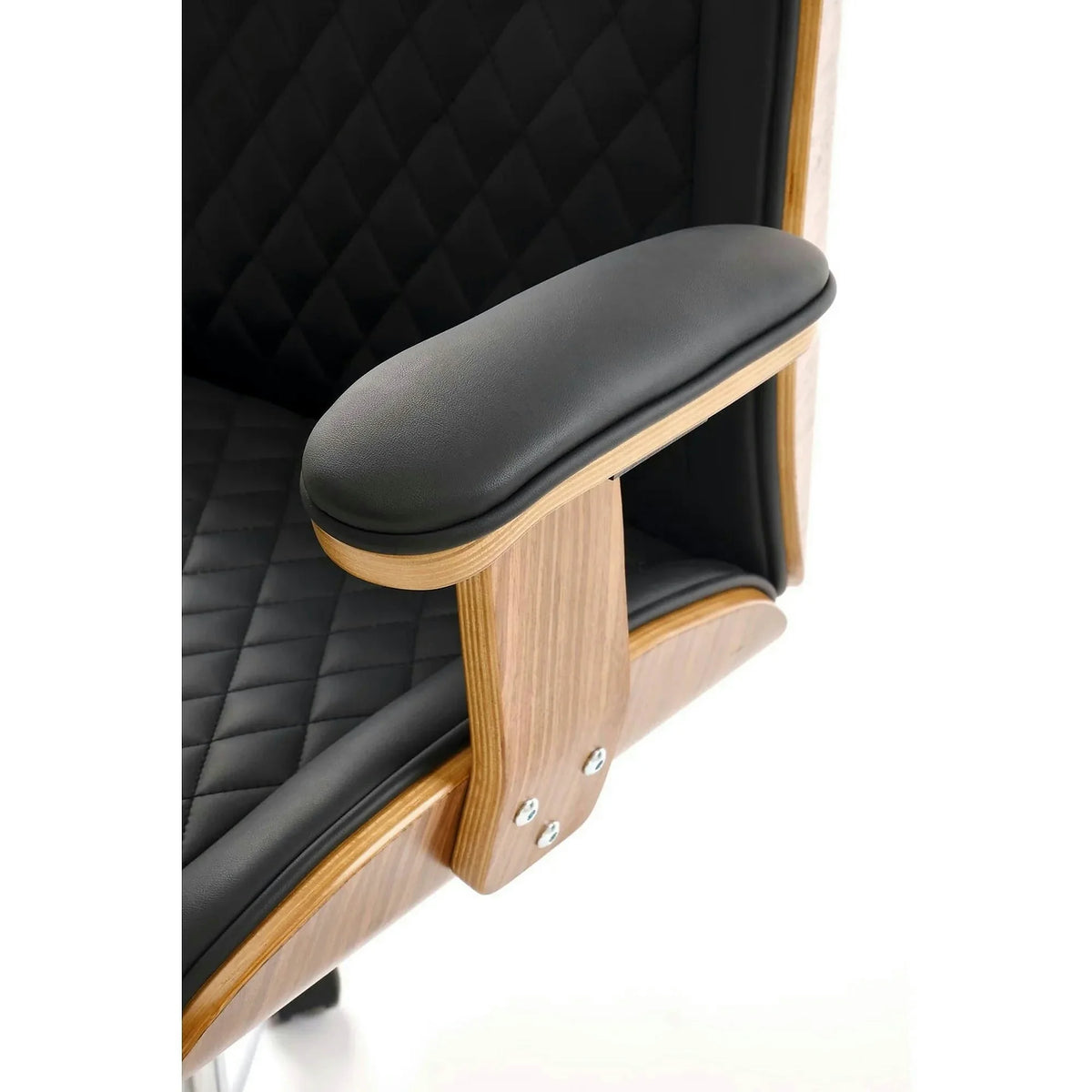 Scaun birou TIMBER, nuc/negru, piele ecologica/placaj indoit, 72x68x114/122 cm