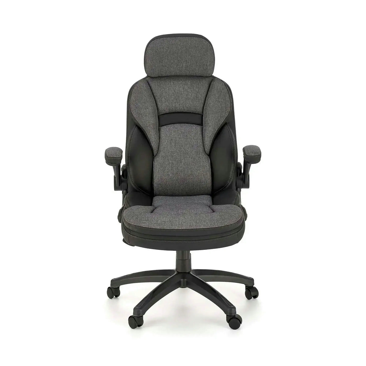 Scaun birou VALERIO, negru/gri, piele ecologica/panza, 67x69x120/128 cm