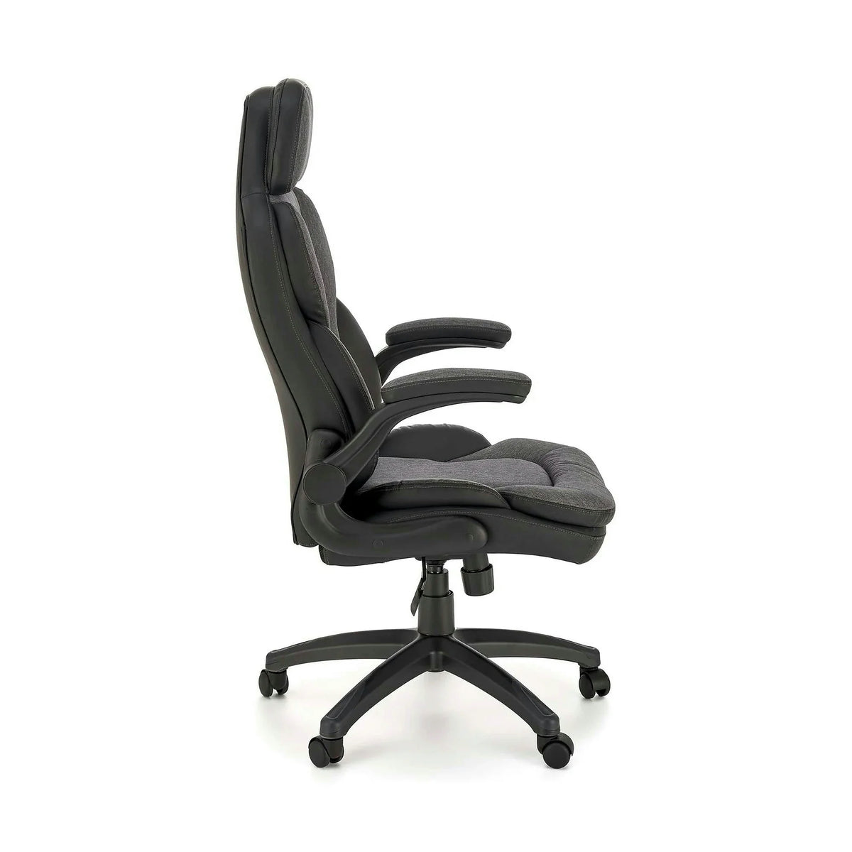 Scaun birou VALERIO, negru/gri, piele ecologica/panza, 67x69x120/128 cm