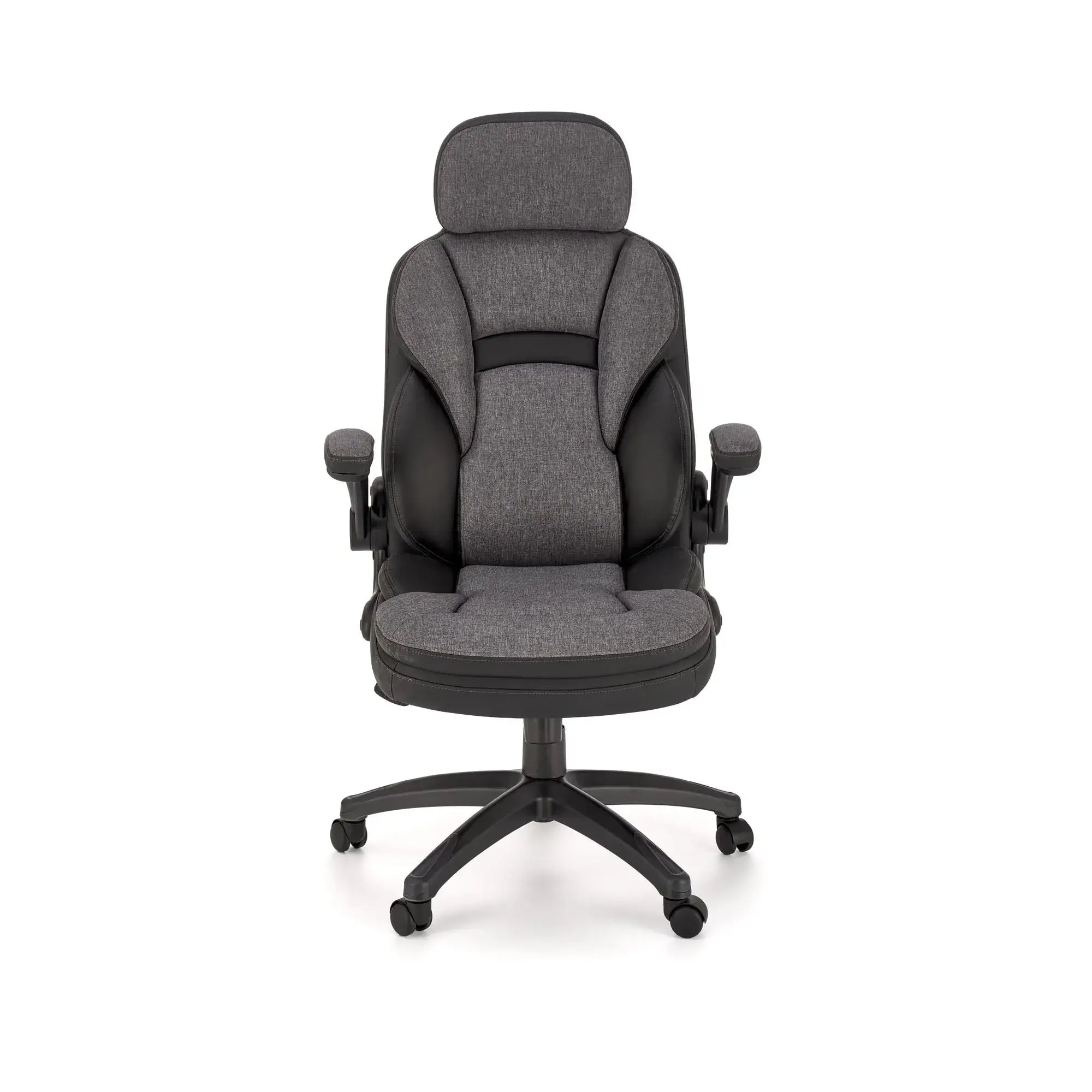 Scaun birou VALERIO, negru/gri, piele ecologica/panza, 67x69x120/128 cm