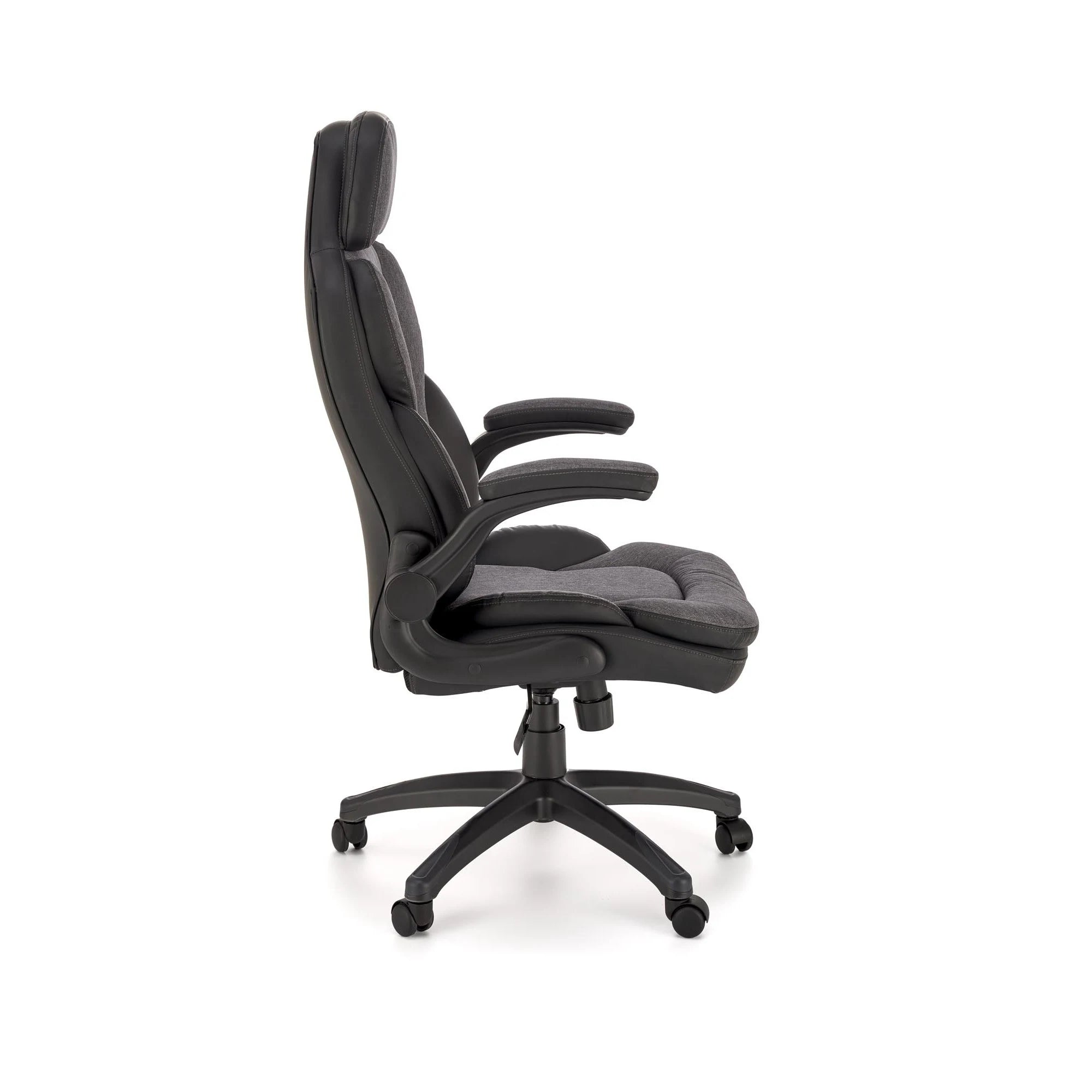 Scaun birou VALERIO, negru/gri, piele ecologica/panza, 67x69x120/128 cm