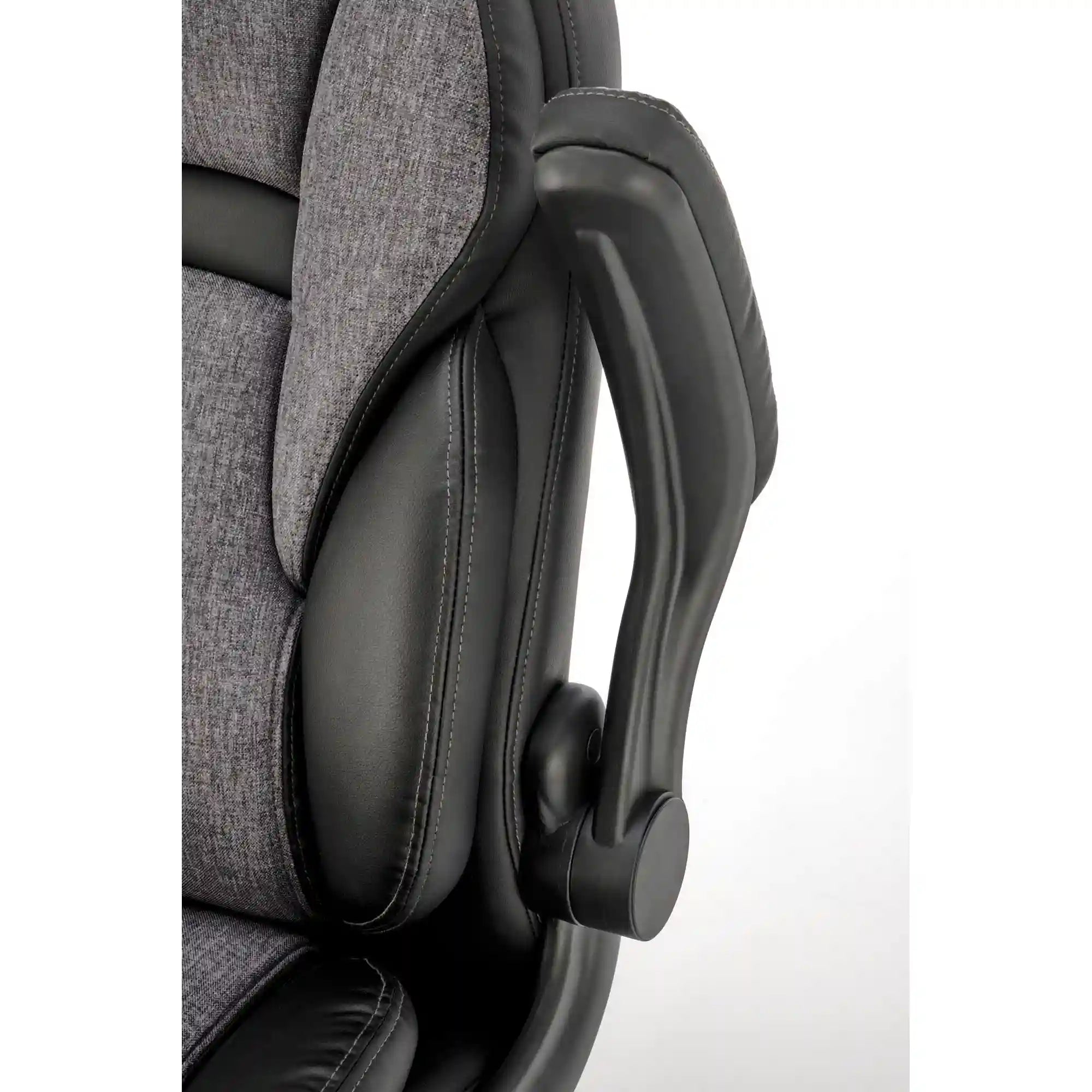 Scaun birou VALERIO, negru/gri, piele ecologica/panza, 67x69x120/128 cm