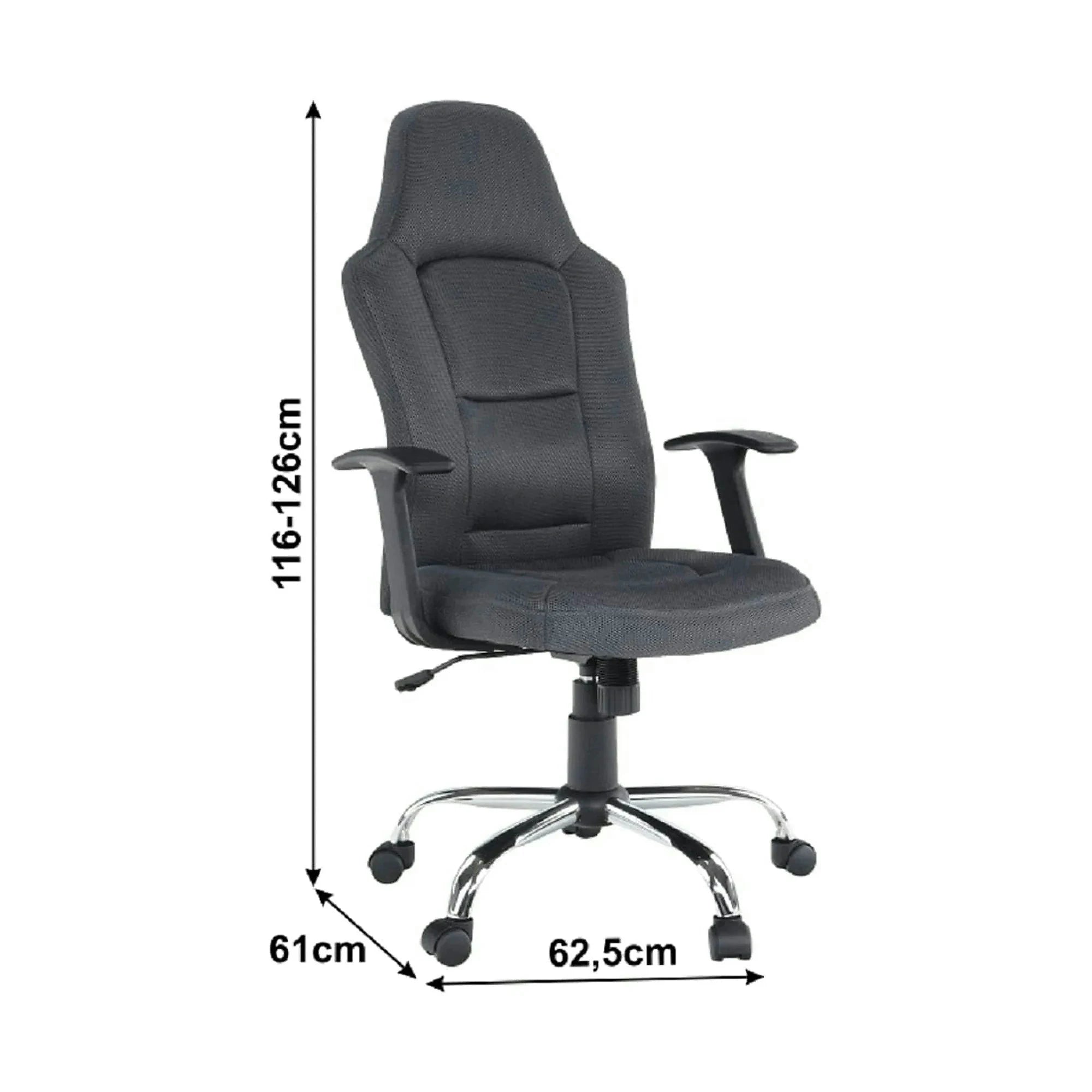 Scaun birou VAN, gri/crom, plasa/metal, 63x61x116/126 cm
