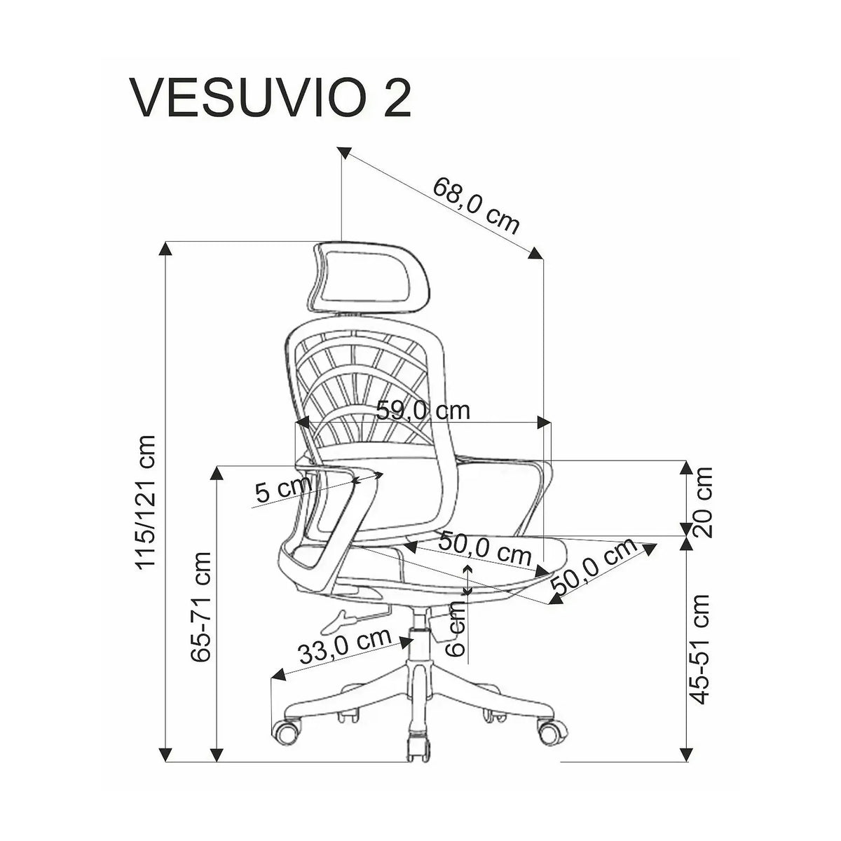 Scaun birou VESUVIO 2, caramiziu/alb, stofa/panza/polipropilena, 59x59x115/121 cm