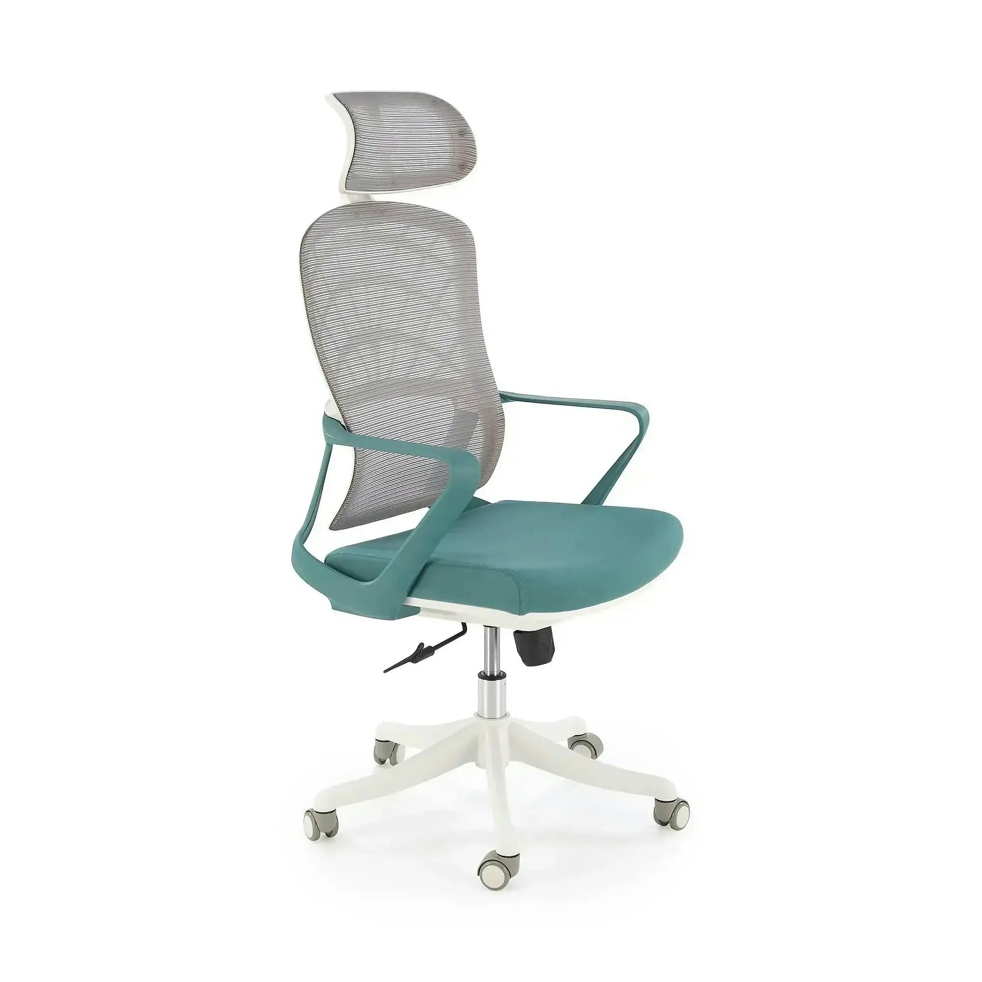 Scaun birou VESUVIO 2, turcoaz/alb, stofa/panza/polipropilena, 59x59x115/121 cm