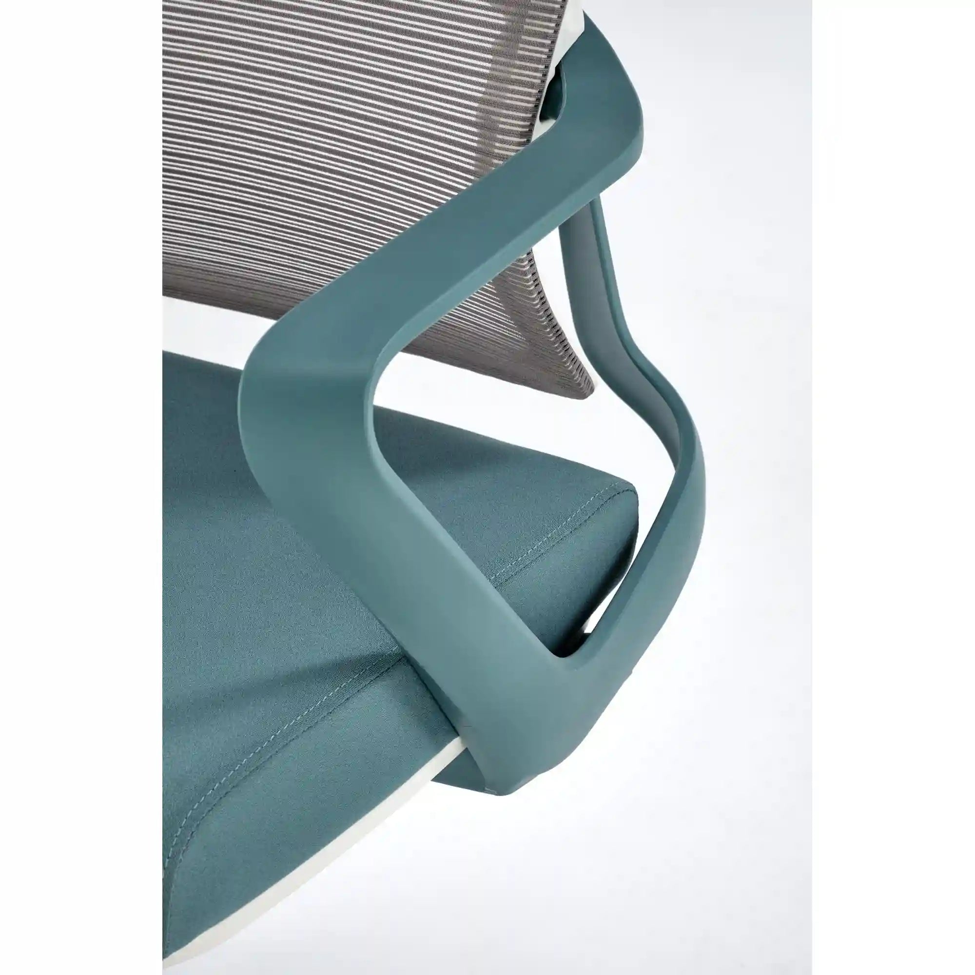 Scaun birou VESUVIO 2, turcoaz/alb, stofa/panza/polipropilena, 59x59x115/121 cm