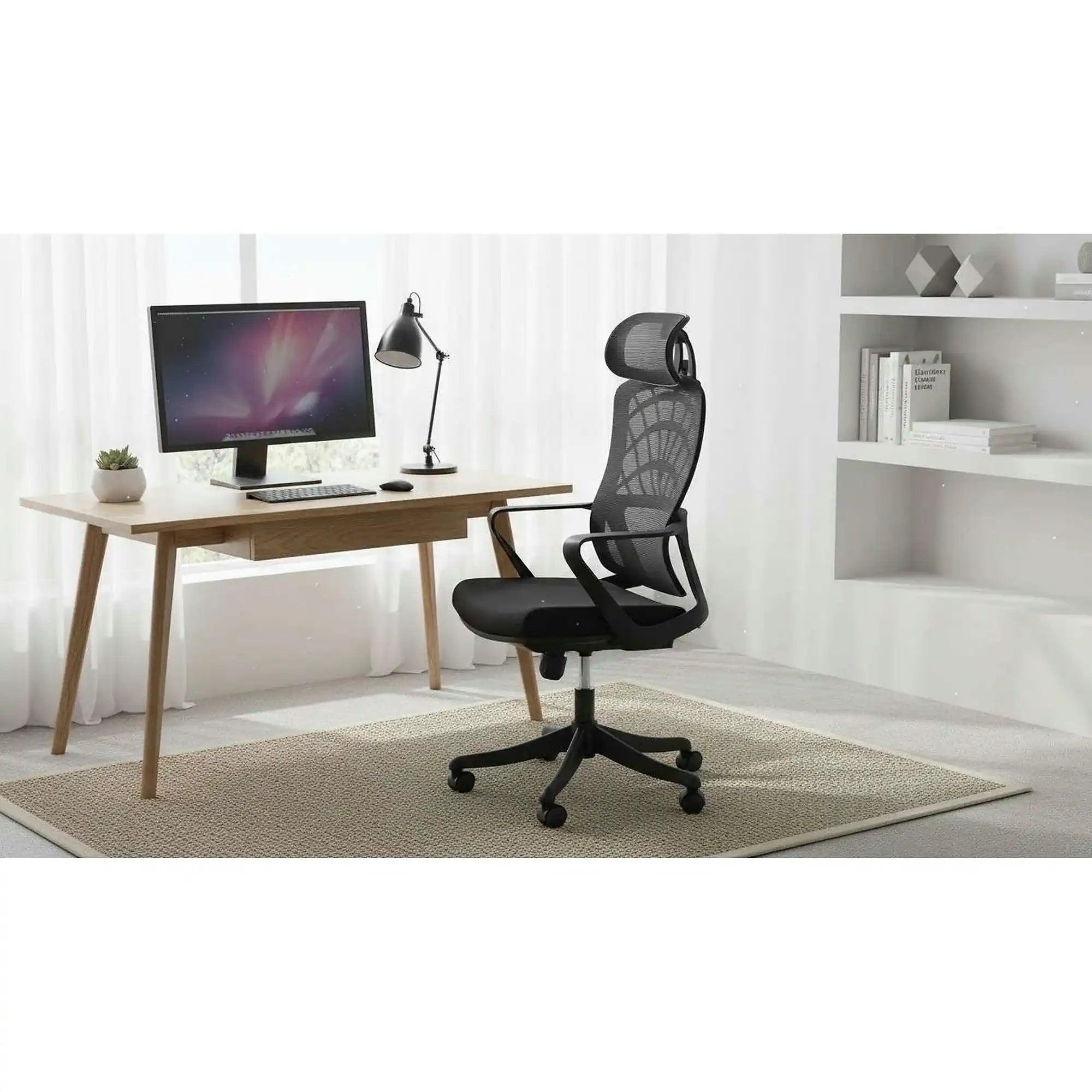 Scaun birou VESUVIO, negru, stofa/panza/polipropilena, 59x59x115/121 cm