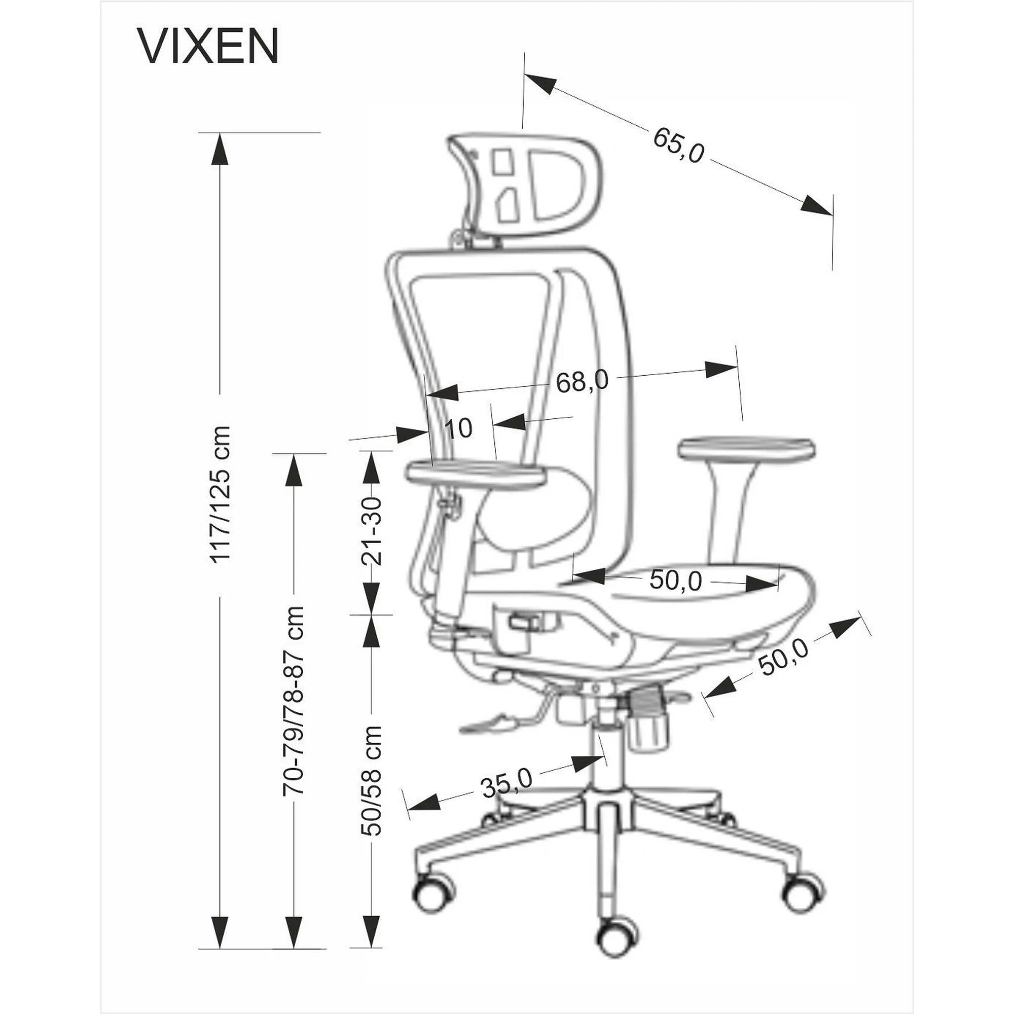 Scaun birou VIXEN, negru/crom, stofa clasica/metal, 68x65x117/125 cm